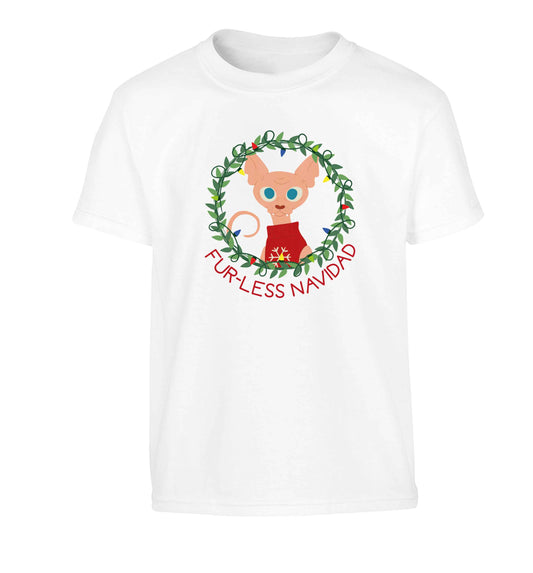 Furr-less navidad  Children's white Tshirt 12-13 Years