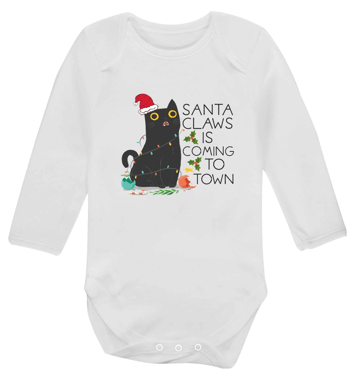 Santa claws is coming to town  baby vest long sleeved white 6-12 months