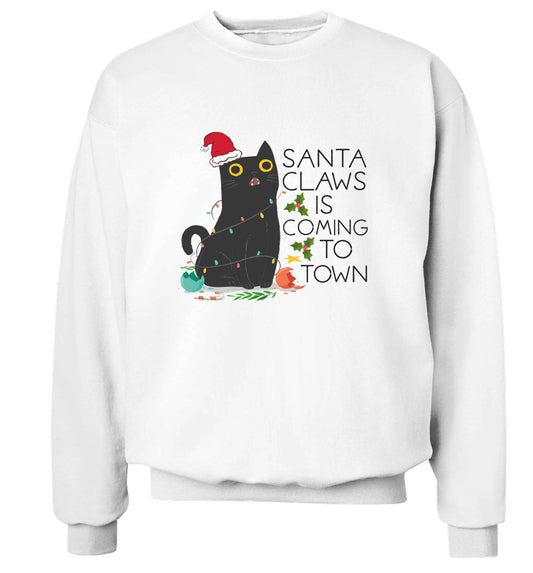 Santa claws is coming to town  adult's unisex white sweater 2XL