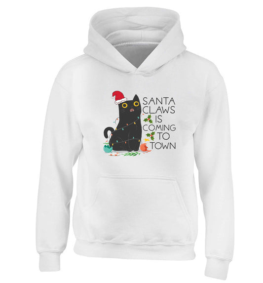 Santa claws is coming to town  children's white hoodie 12-13 Years