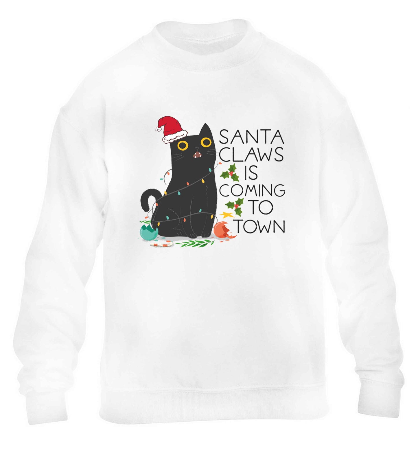 Santa claws is coming to town  children's white sweater 12-13 Years