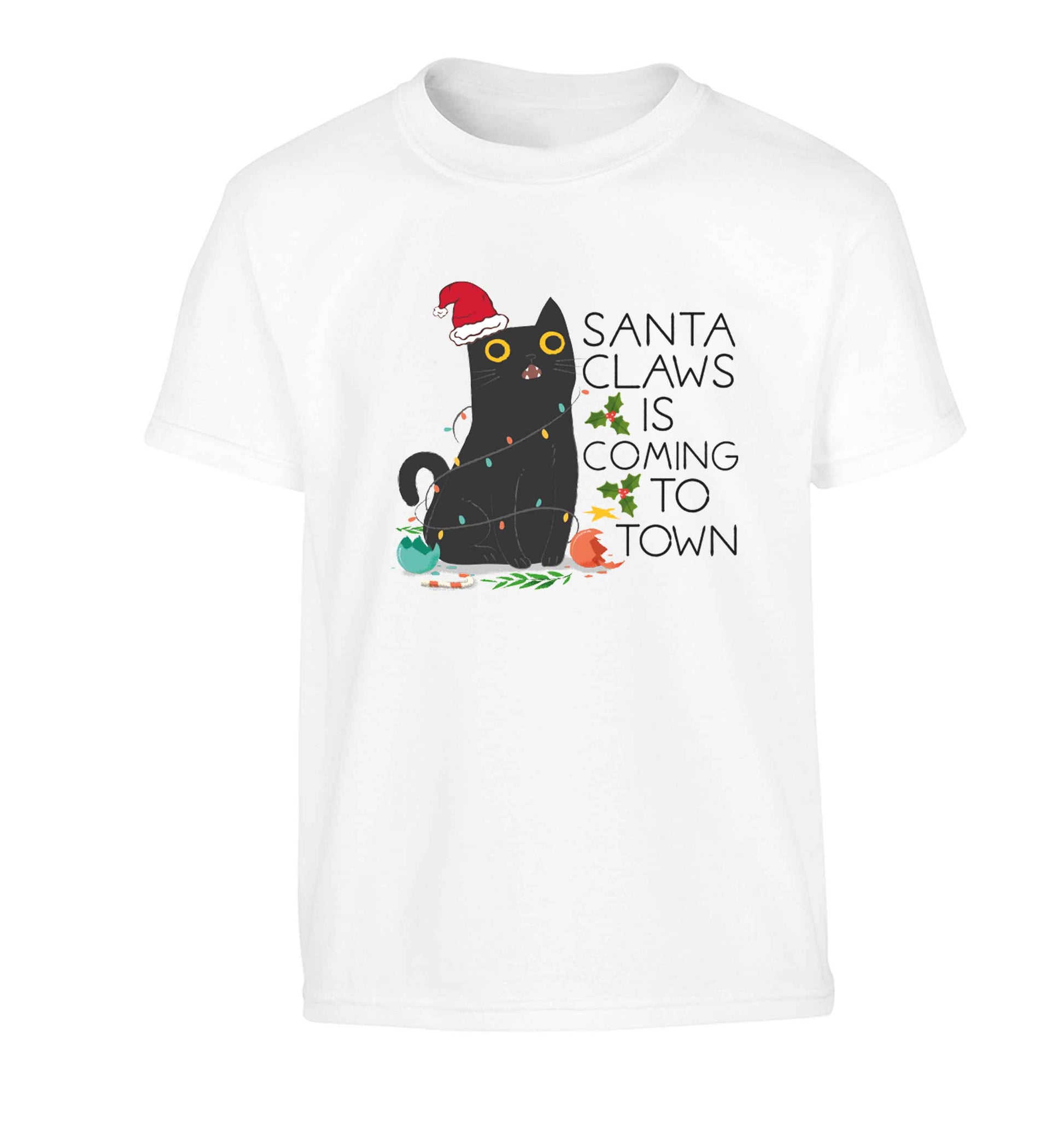Santa claws is coming to town  Children's white Tshirt 12-13 Years