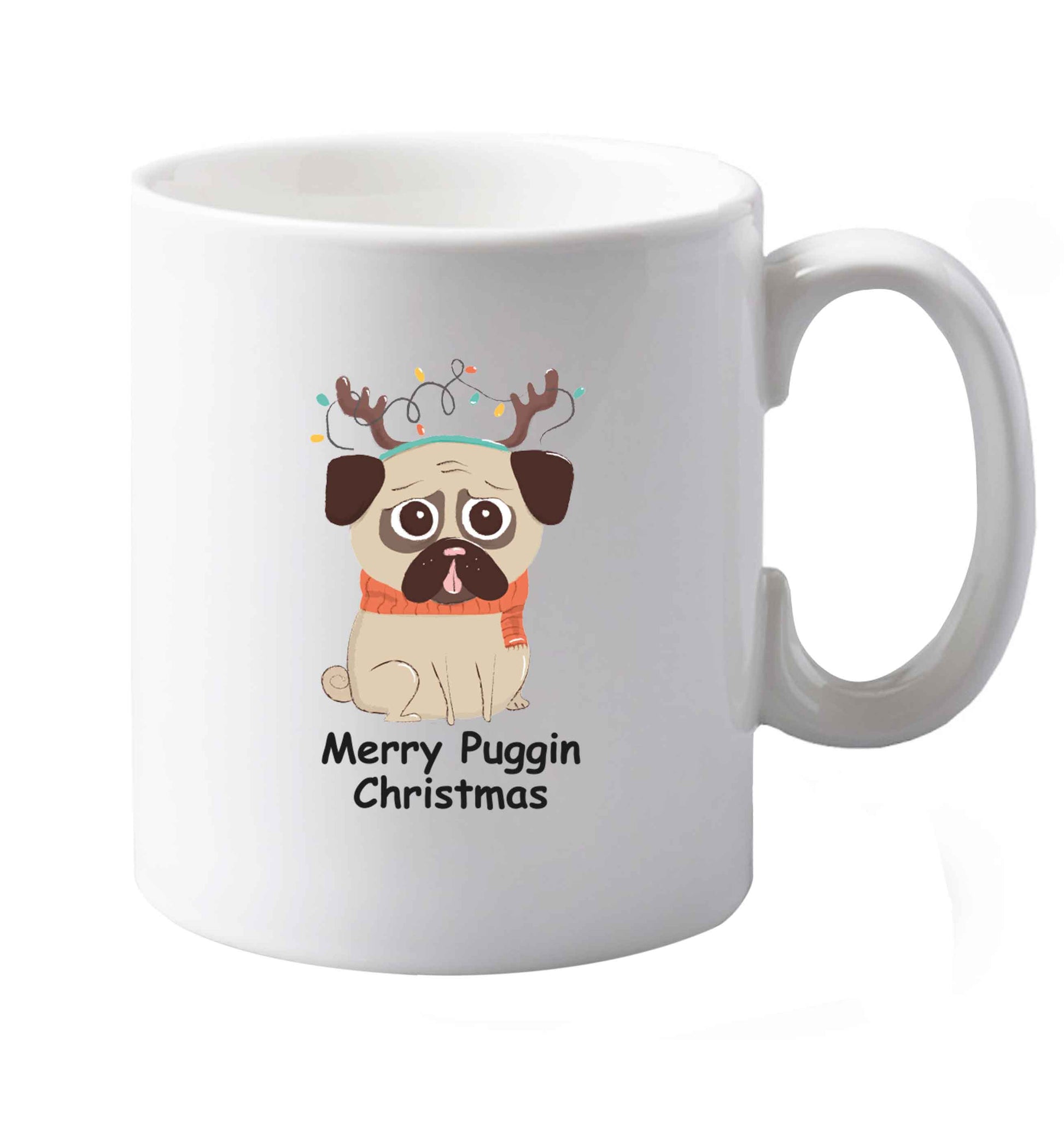 10 oz Merry puggin' Chirstmas ceramic mug both sides