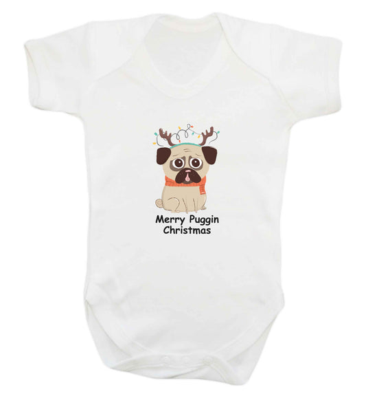 Merry puggin' Chirstmas baby vest white 18-24 months