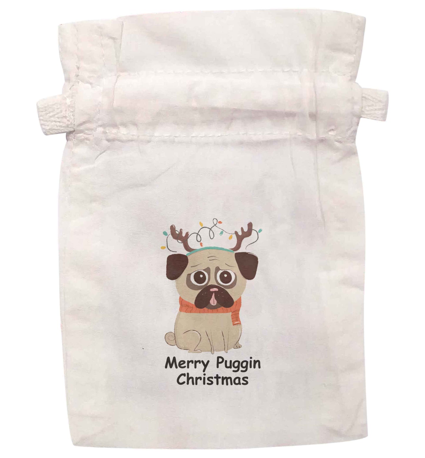 Merry puggin' Chirstmas | XS - L | Pouch / Drawstring bag / Sack | Organic Cotton | Bulk discounts available!