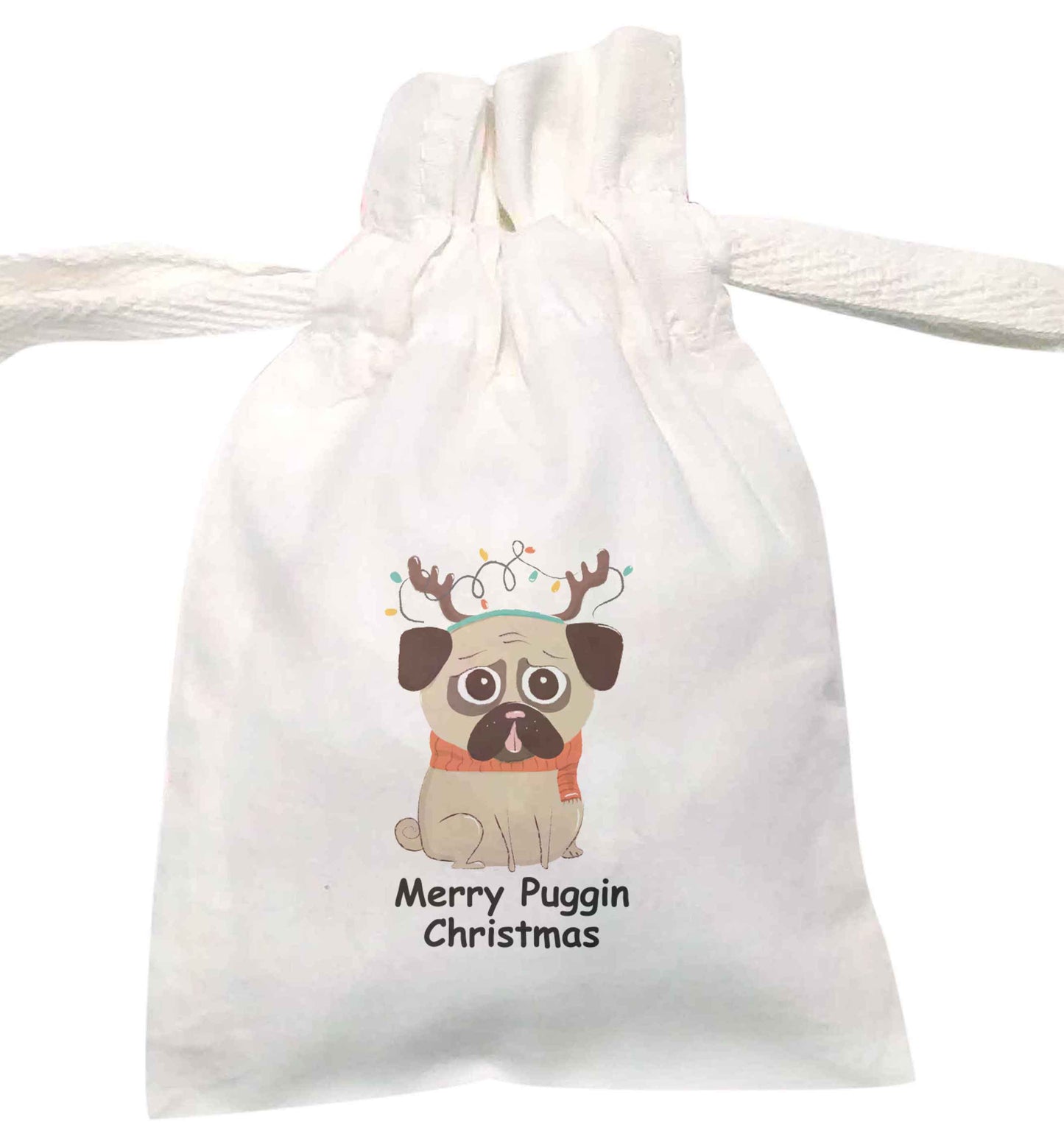 Merry puggin' Chirstmas | XS - L | Pouch / Drawstring bag / Sack | Organic Cotton | Bulk discounts available!