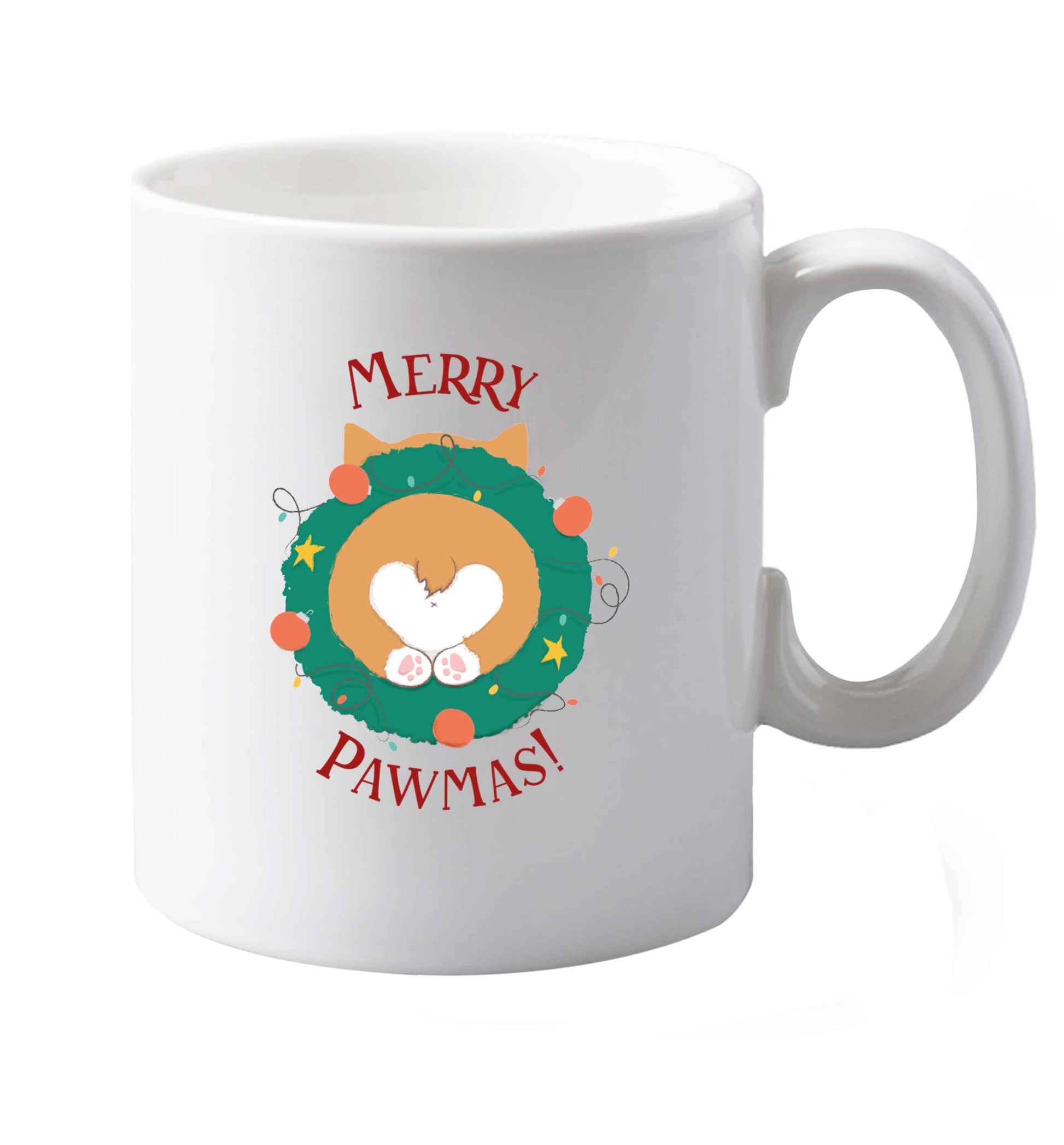 10 oz Merry Pawmas ceramic mug both sides