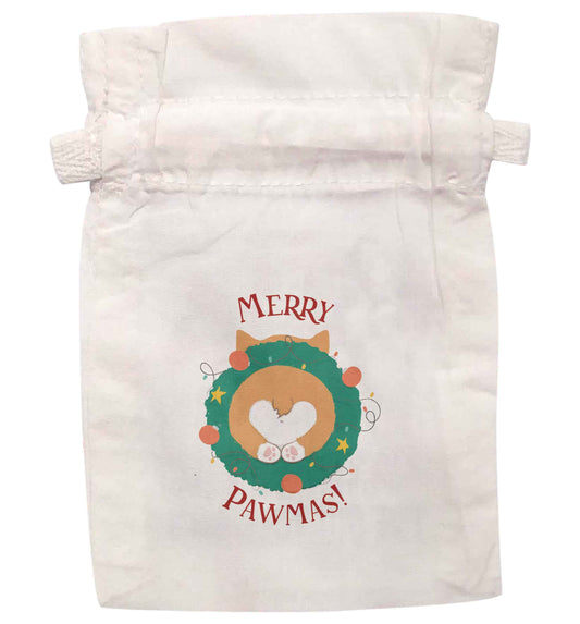 Merry Pawmas | XS - L | Pouch / Drawstring bag / Sack | Organic Cotton | Bulk discounts available!