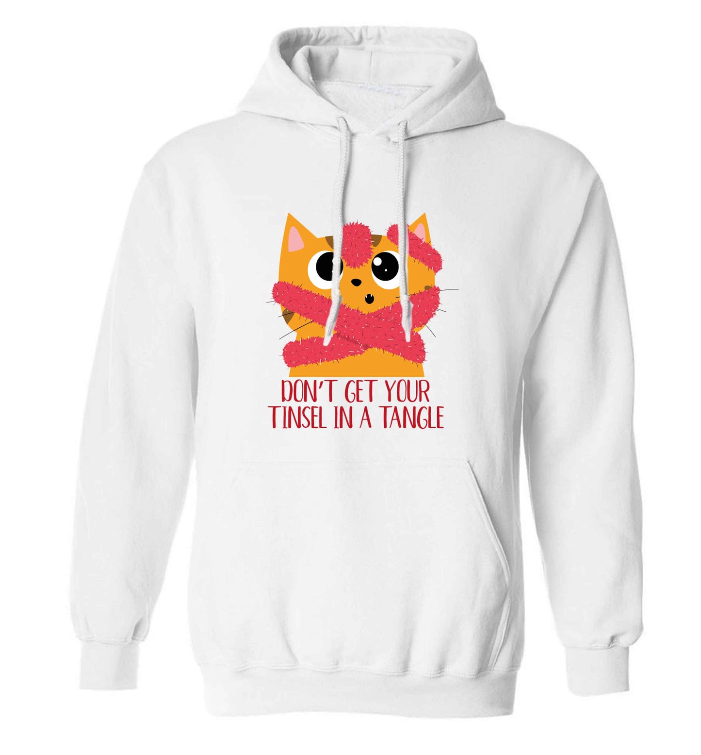 Don't get your tinsel in a tangle adults unisex white hoodie 2XL