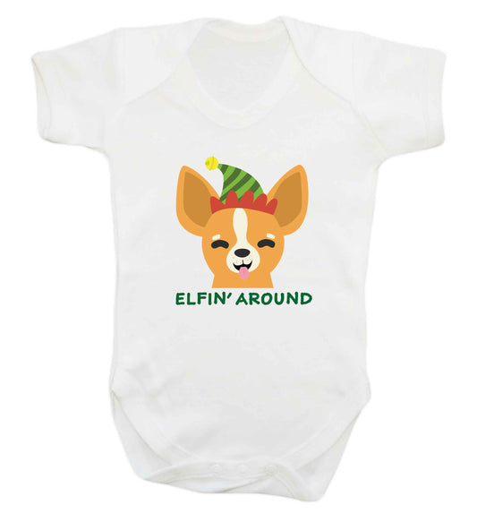 Elfin' around baby vest white 18-24 months