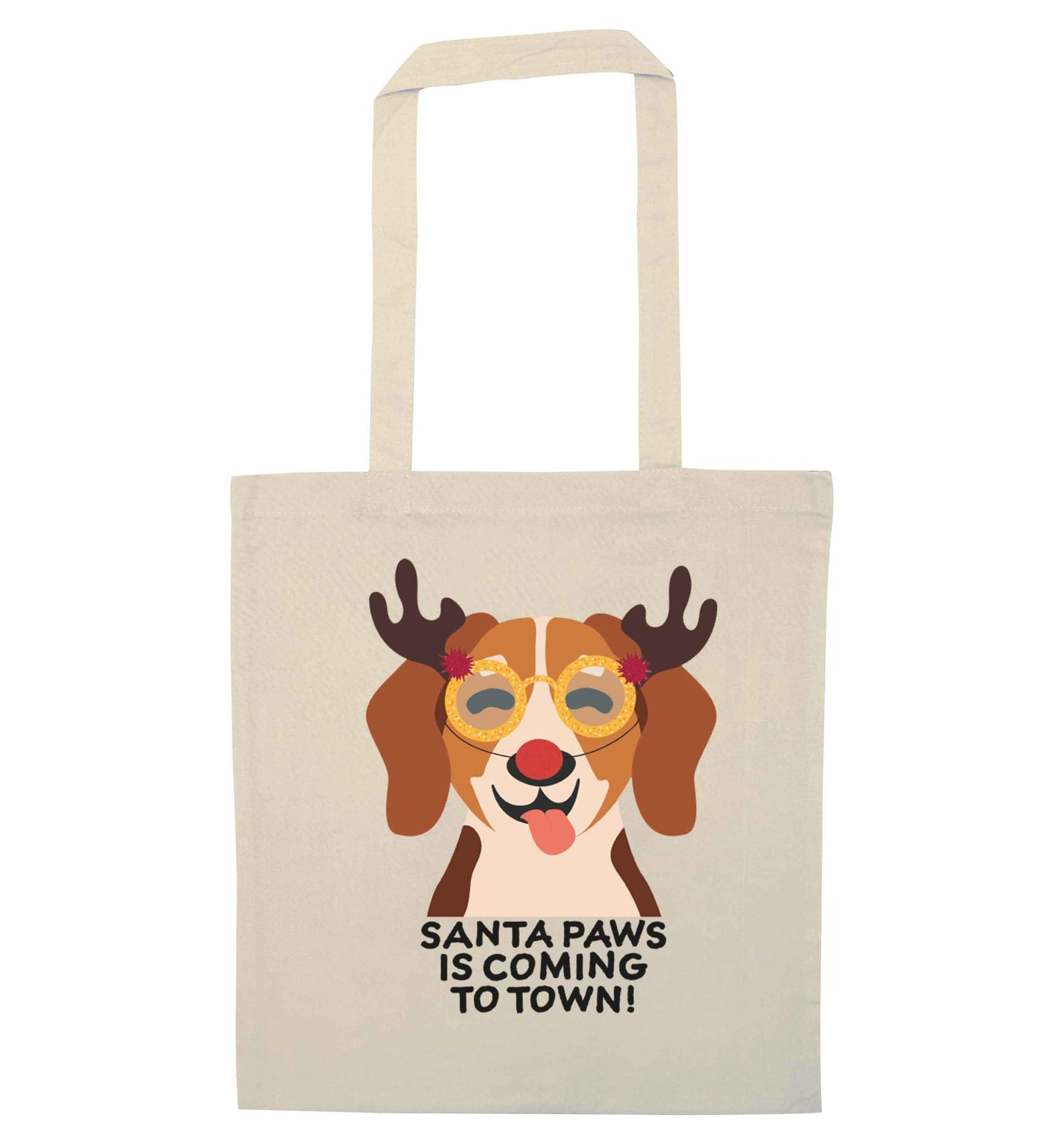 Santa paws is coming to town natural tote bag