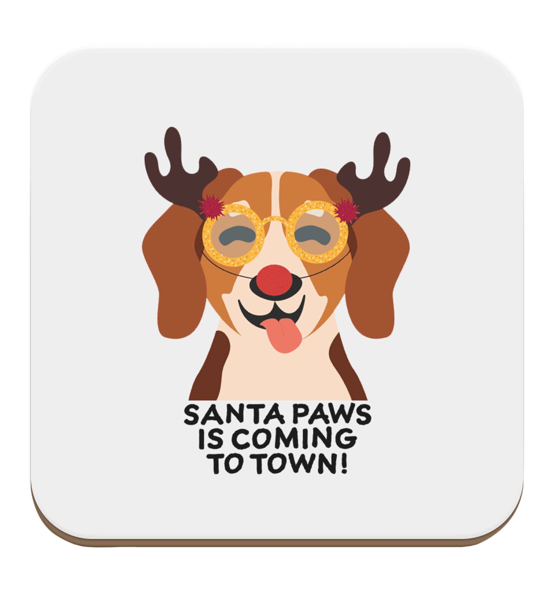 Santa paws is coming to town set of four coasters