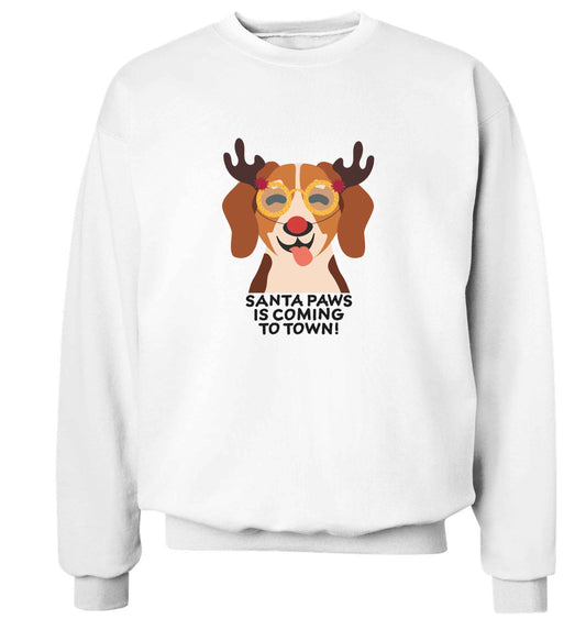 Santa paws is coming to town adult's unisex white sweater 2XL