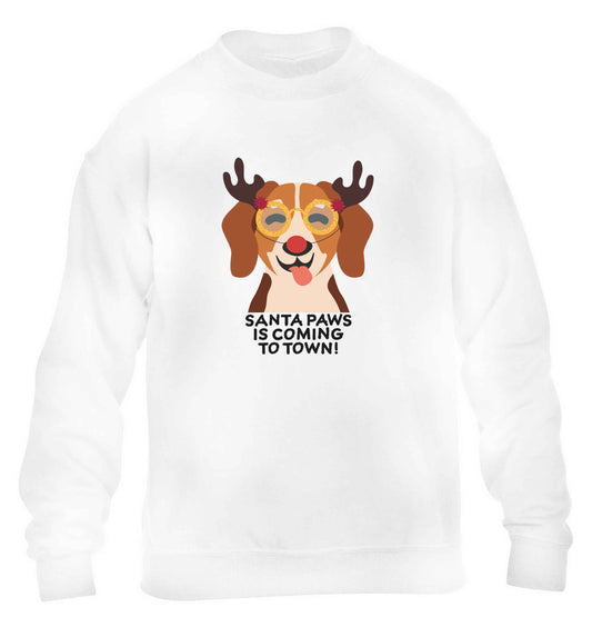 Santa paws is coming to town children's white sweater 12-13 Years