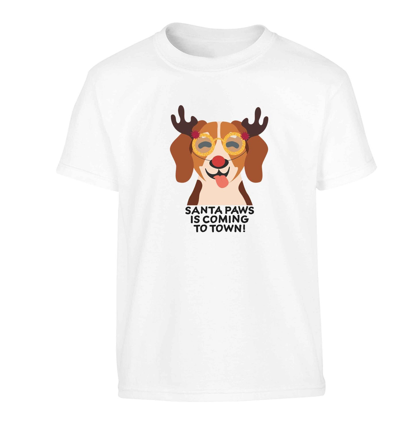 Santa paws is coming to town Children's white Tshirt 12-13 Years