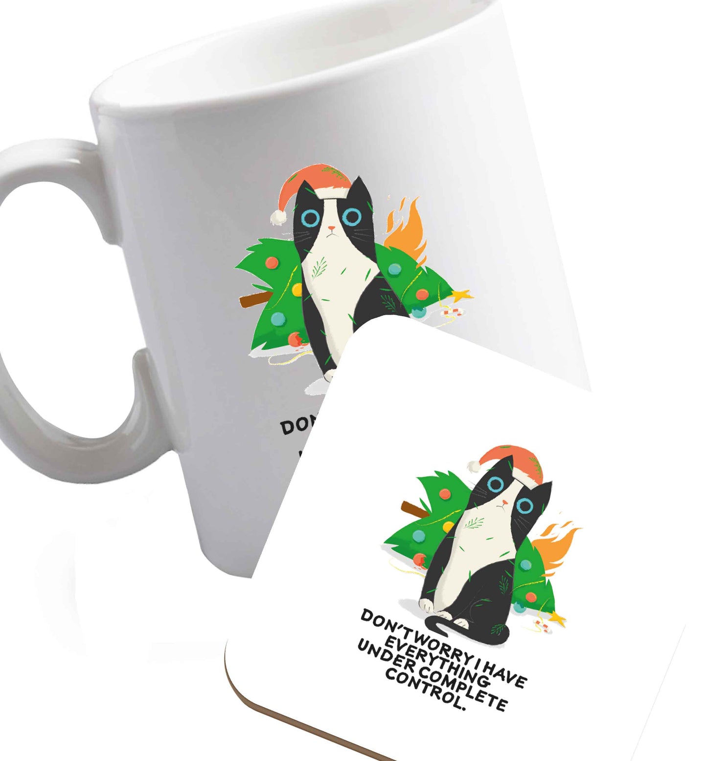 10 oz Don't worry I have everything under complete control ceramic mug and coaster set right handed