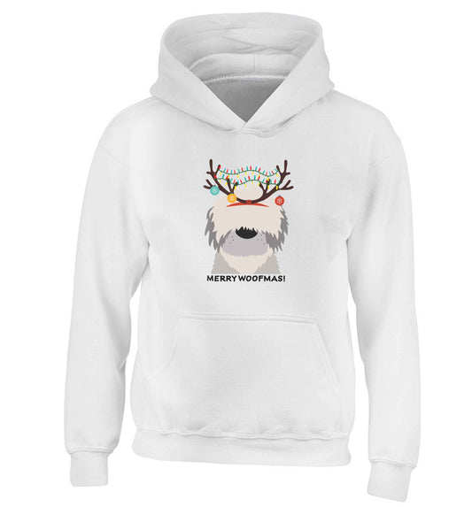 Merry Woofmas! children's white hoodie 12-13 Years