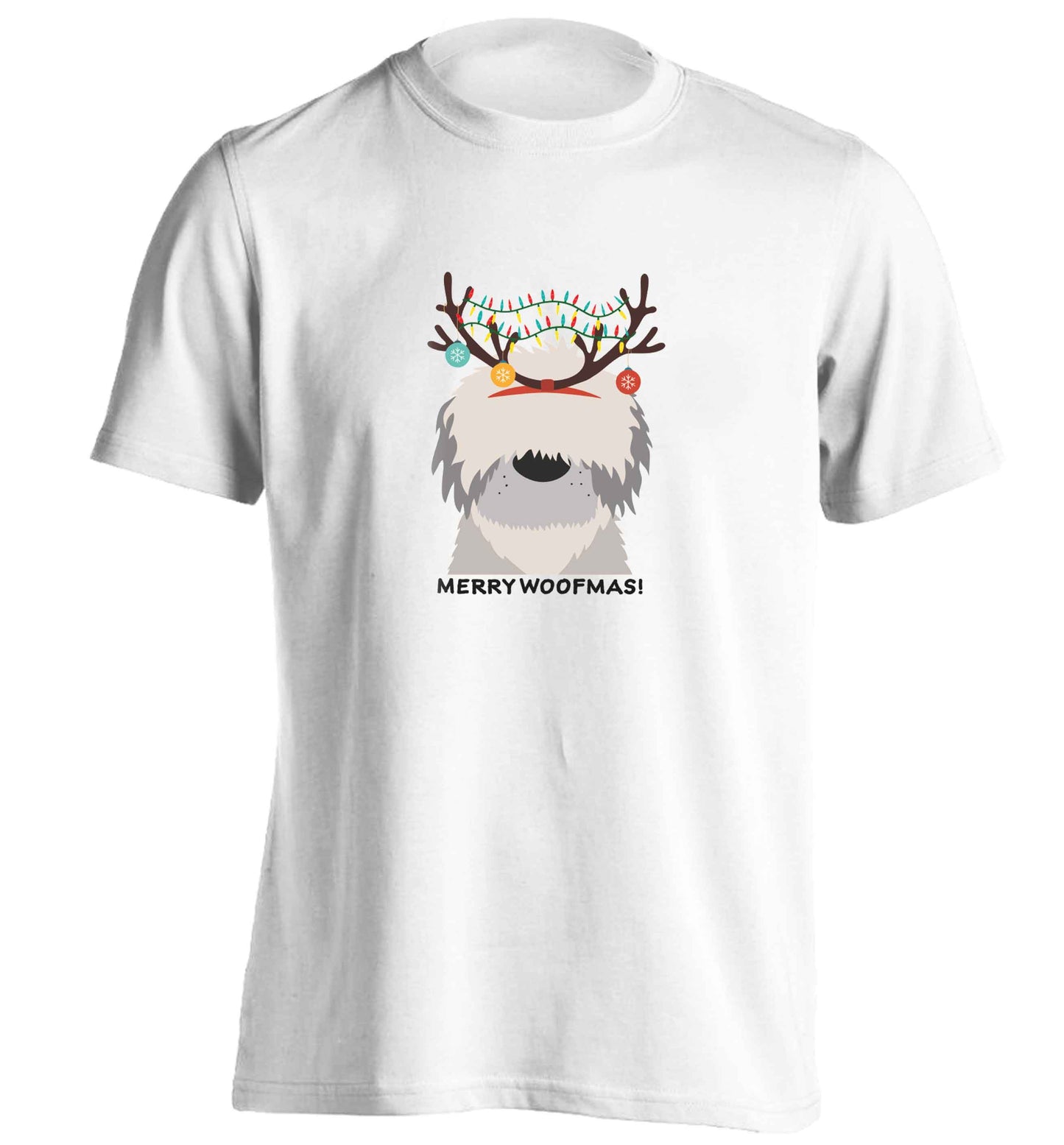 Merry Woofmas! adults unisex white Tshirt 2XL