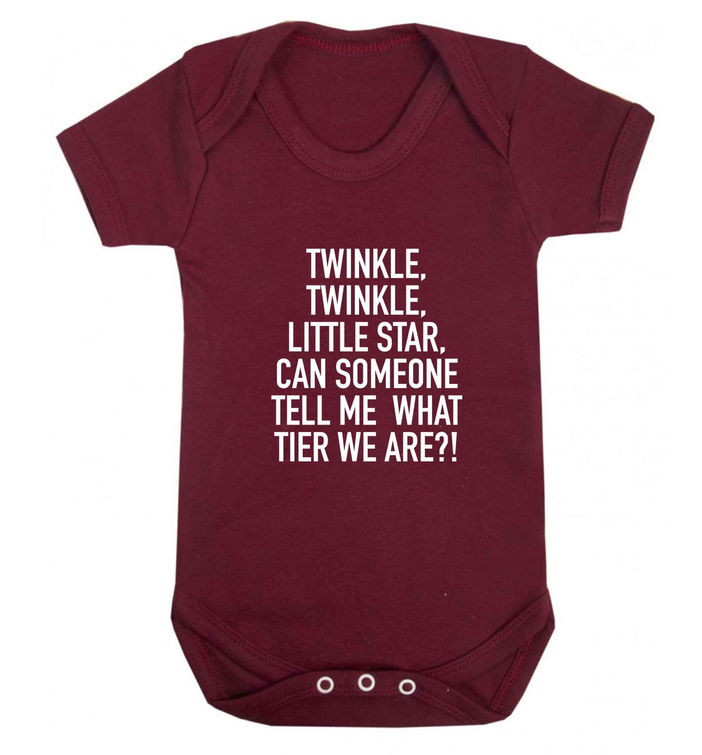 Twinkle twinkle, little star does anyone know what tier we are? baby vest maroon 18-24 months