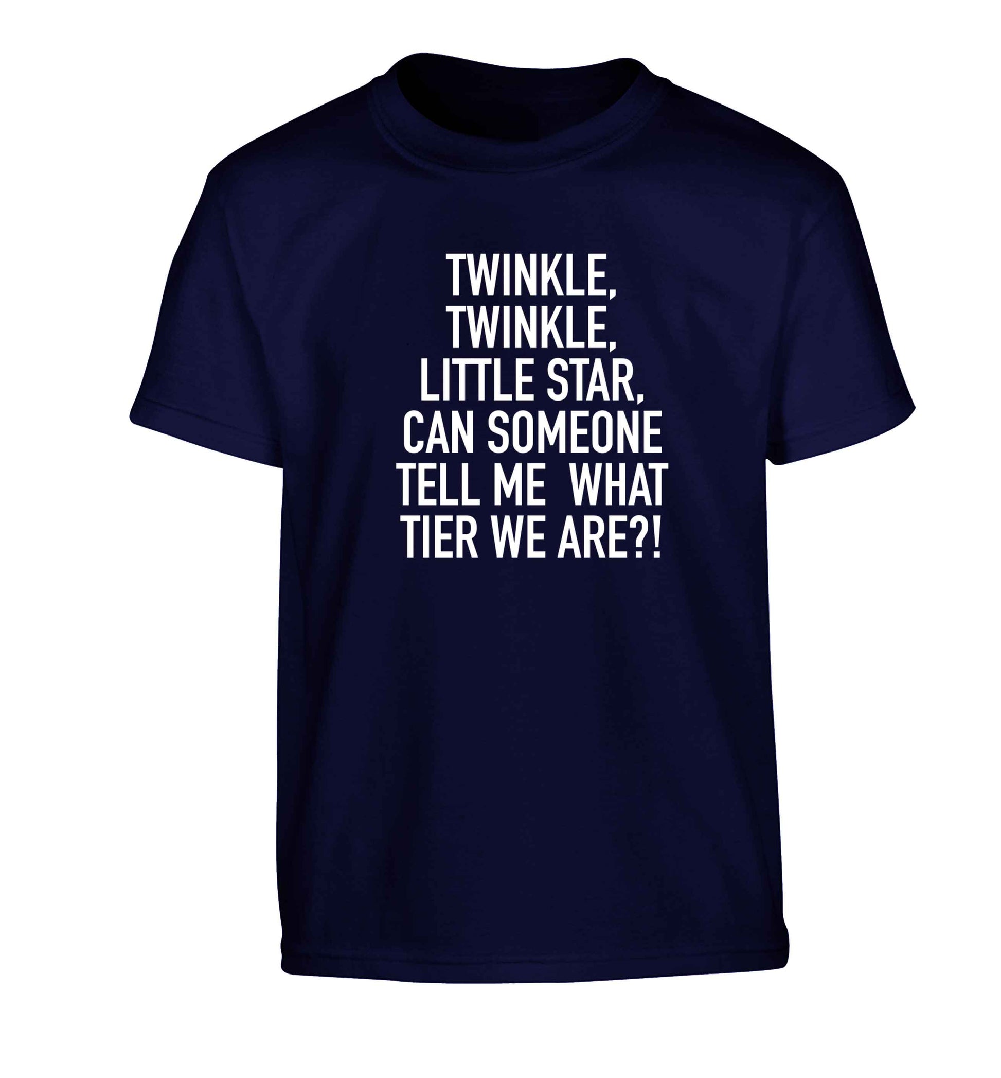 Twinkle twinkle, little star does anyone know what tier we are? Children's navy Tshirt 12-13 Years
