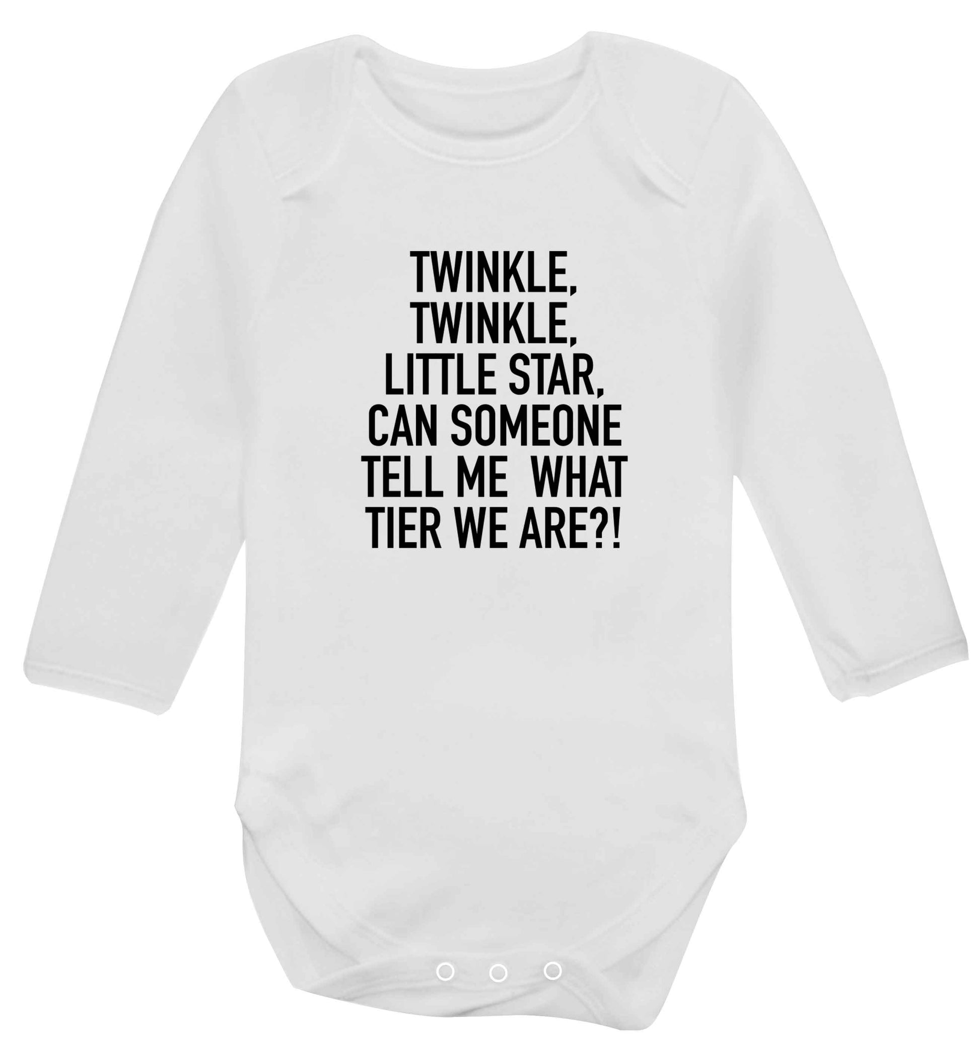 Twinkle twinkle, little star does anyone know what tier we are? baby vest long sleeved white 6-12 months