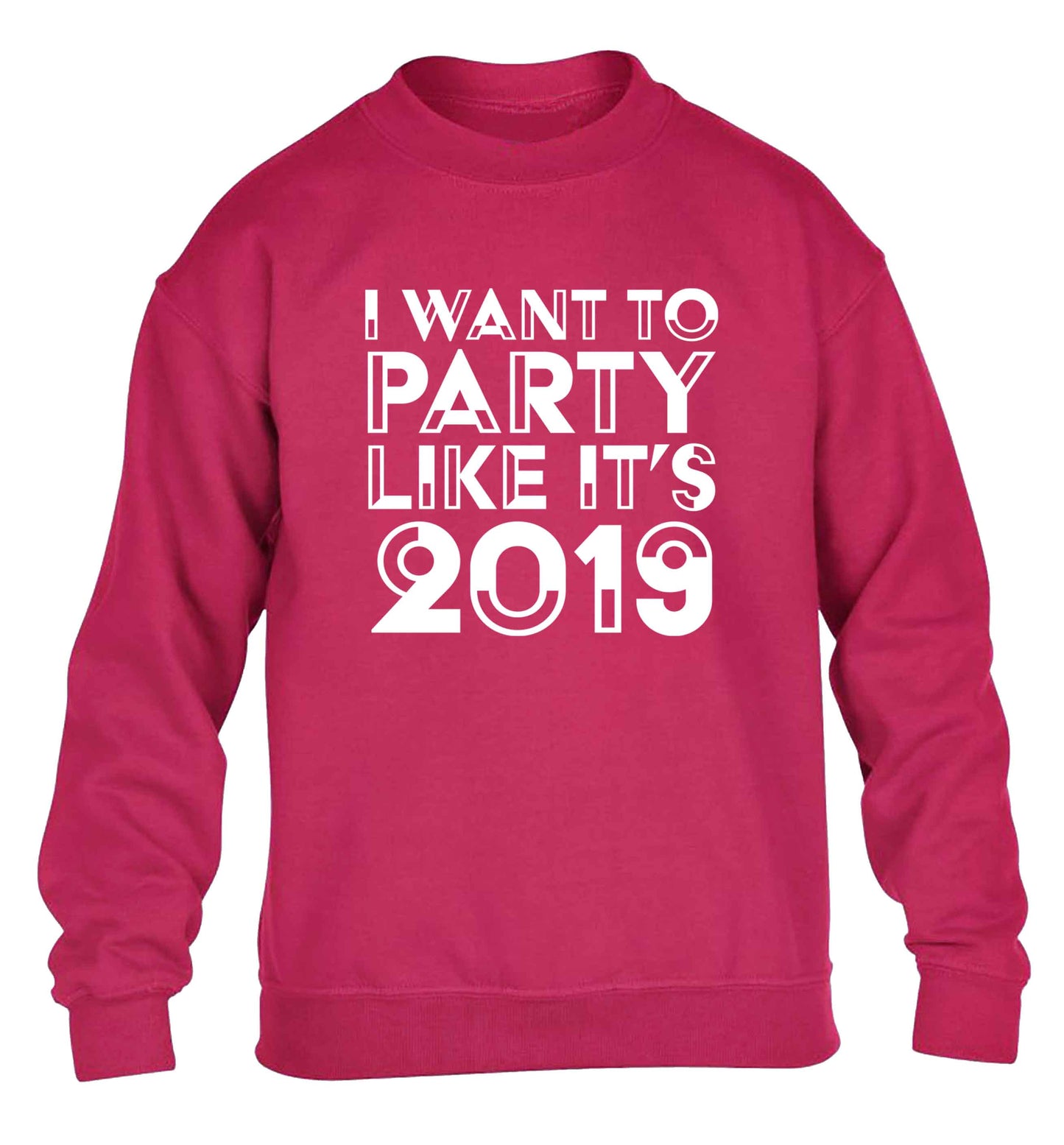 I want to party like it's 2019 children's pink sweater 12-13 Years