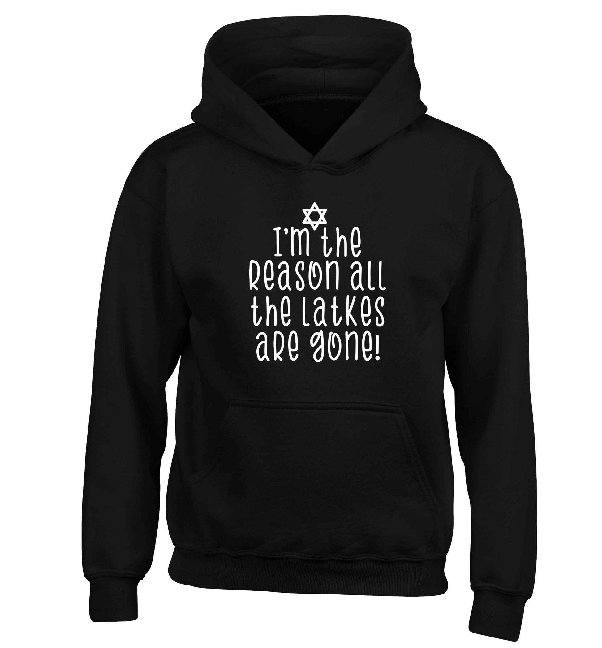 I'm the reason all the latkes are gone children's black hoodie 12-13 Years