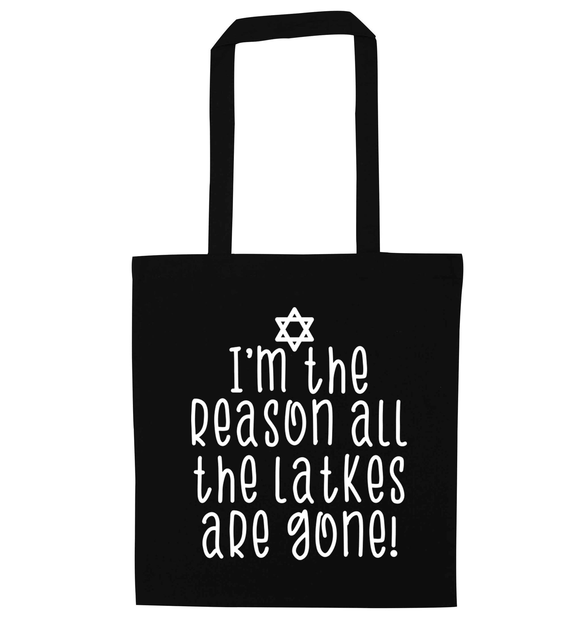 I'm the reason all the latkes are gone black tote bag