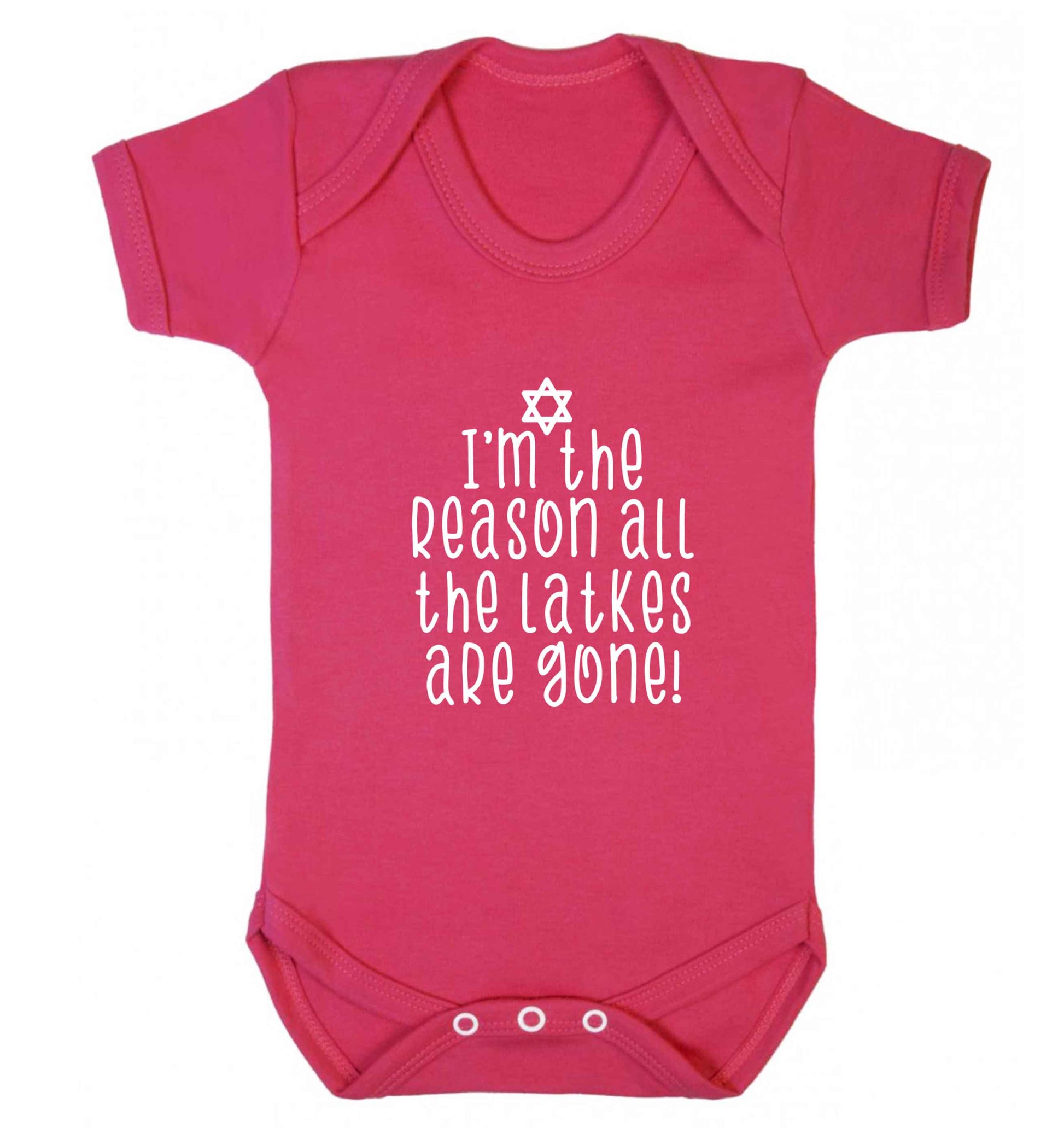 I'm the reason all the latkes are gone baby vest dark pink 18-24 months
