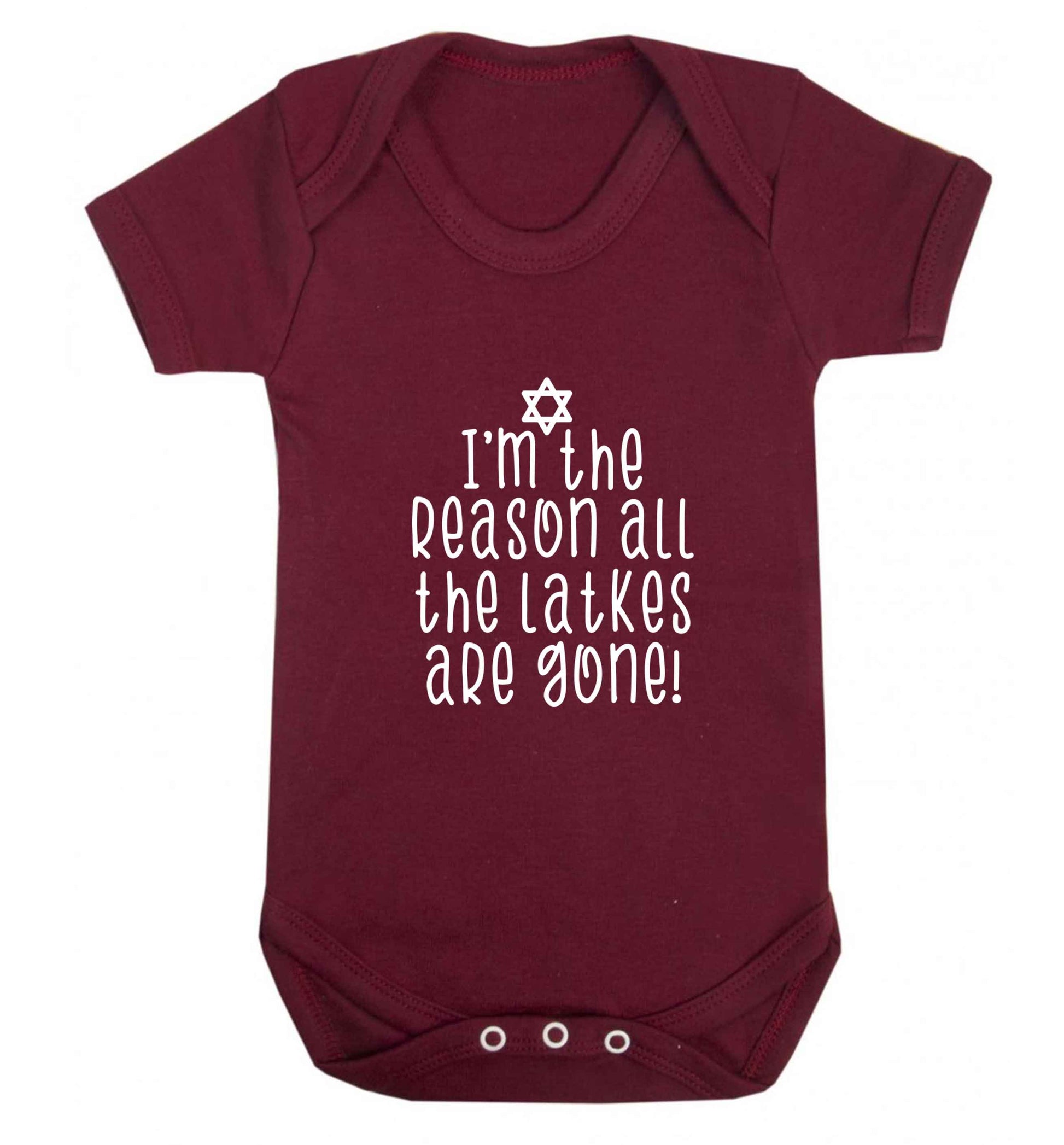 I'm the reason all the latkes are gone baby vest maroon 18-24 months
