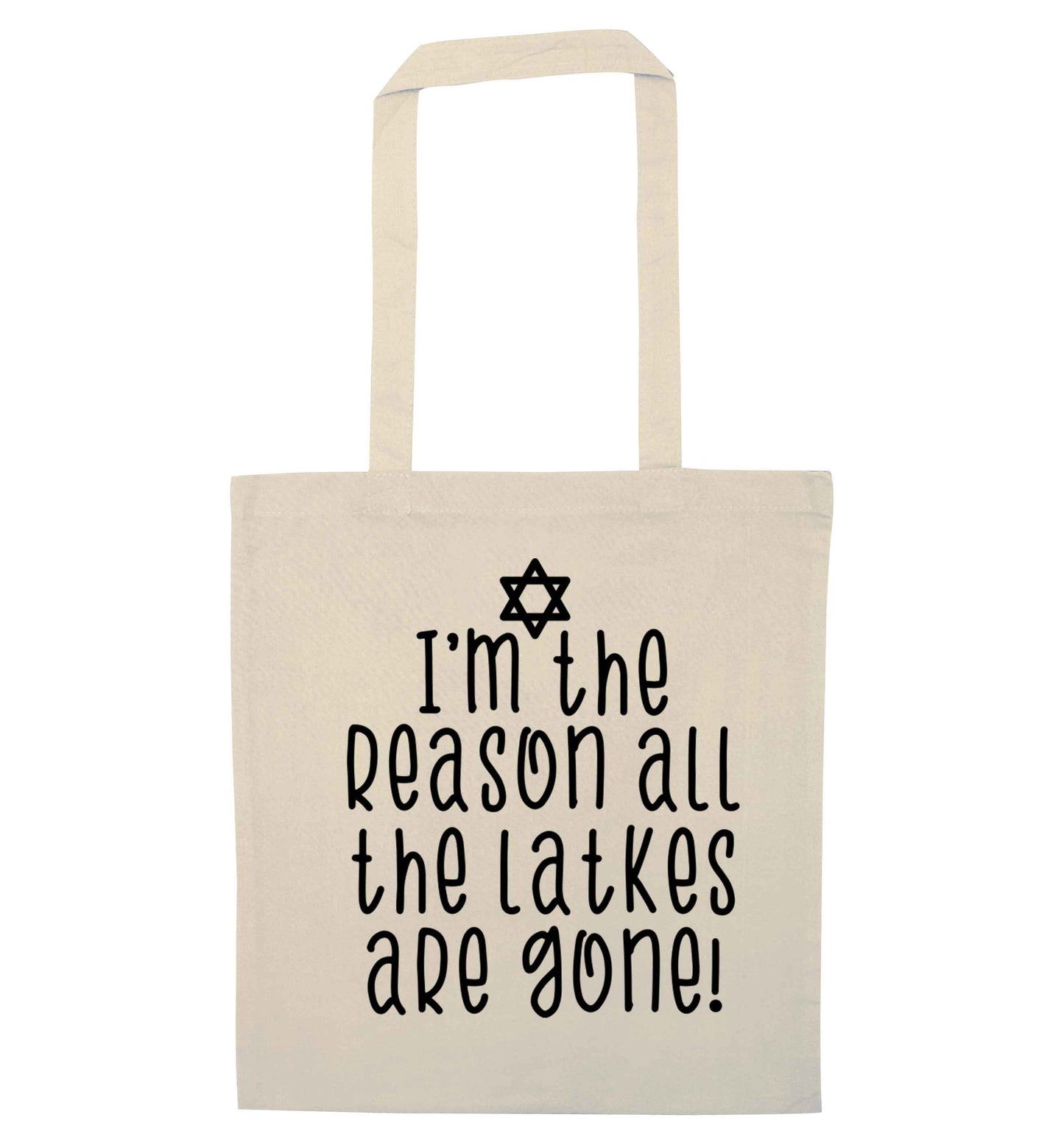 I'm the reason all the latkes are gone natural tote bag