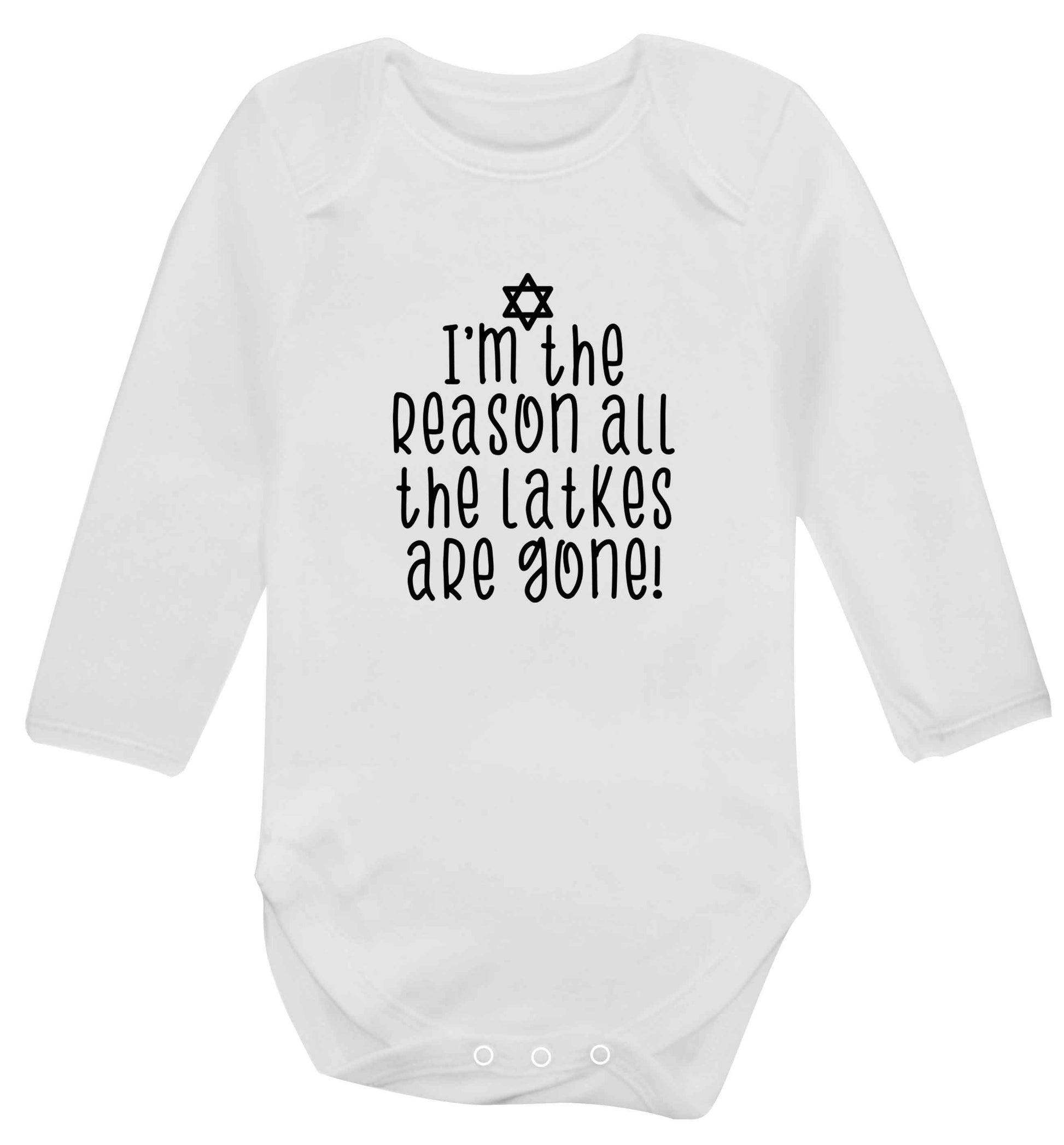 I'm the reason all the latkes are gone baby vest long sleeved white 6-12 months