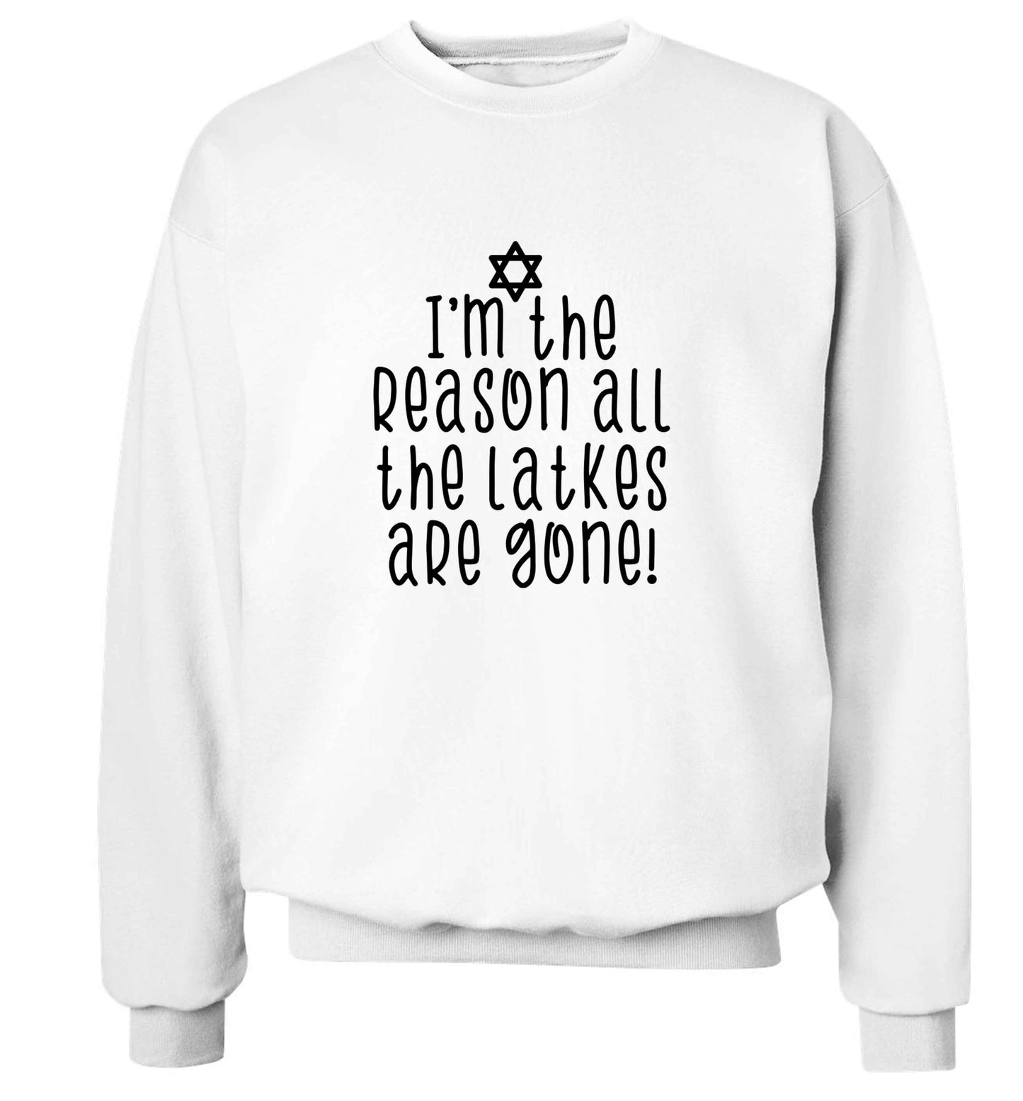 I'm the reason all the latkes are gone adult's unisex white sweater 2XL
