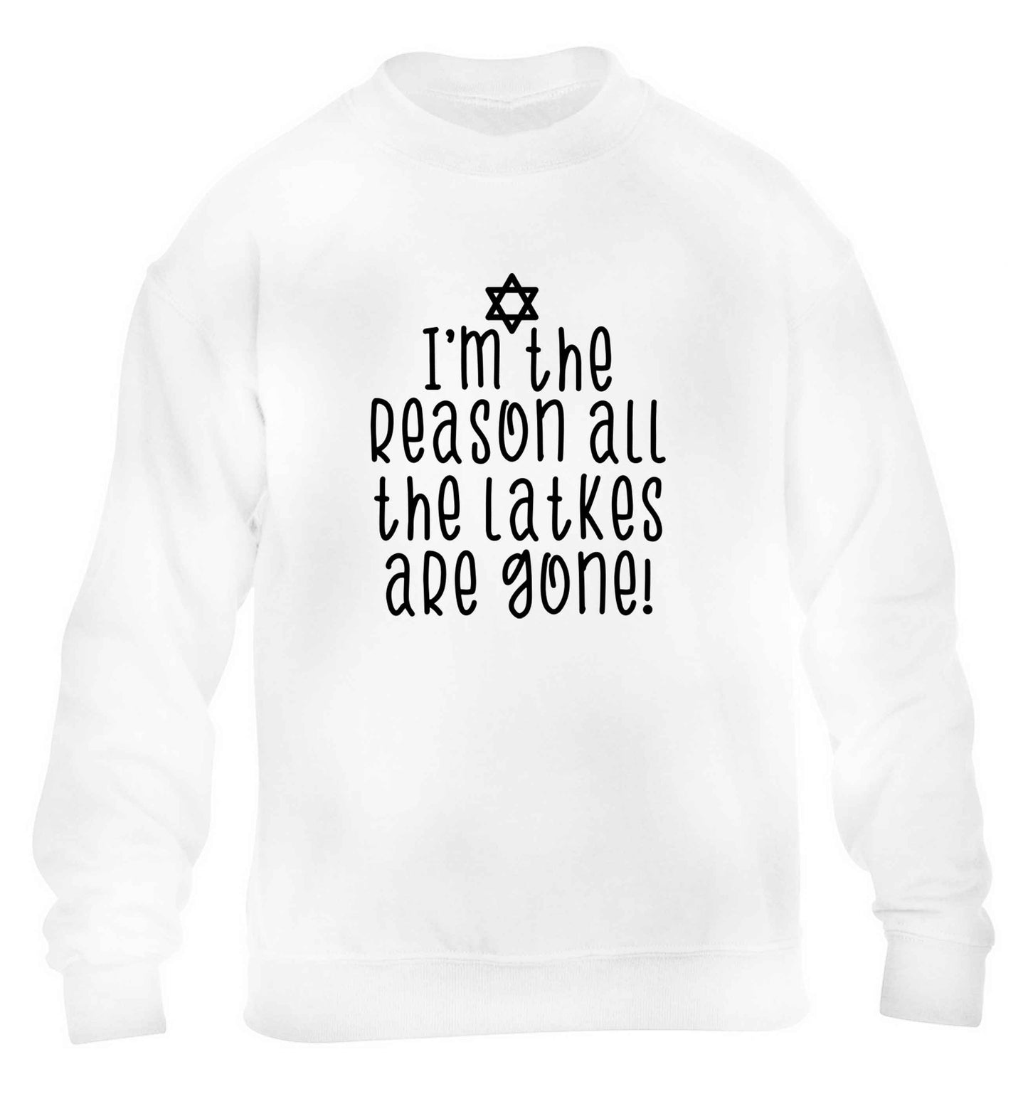 I'm the reason all the latkes are gone children's white sweater 12-13 Years