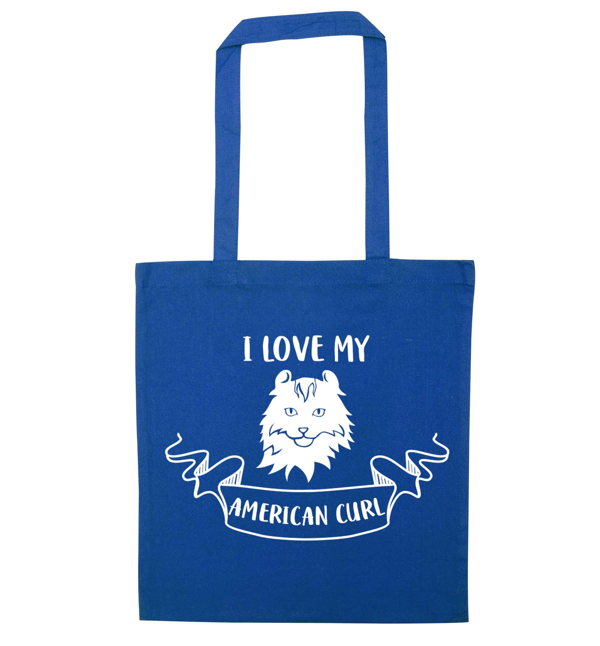 I love my American curl blue tote bag