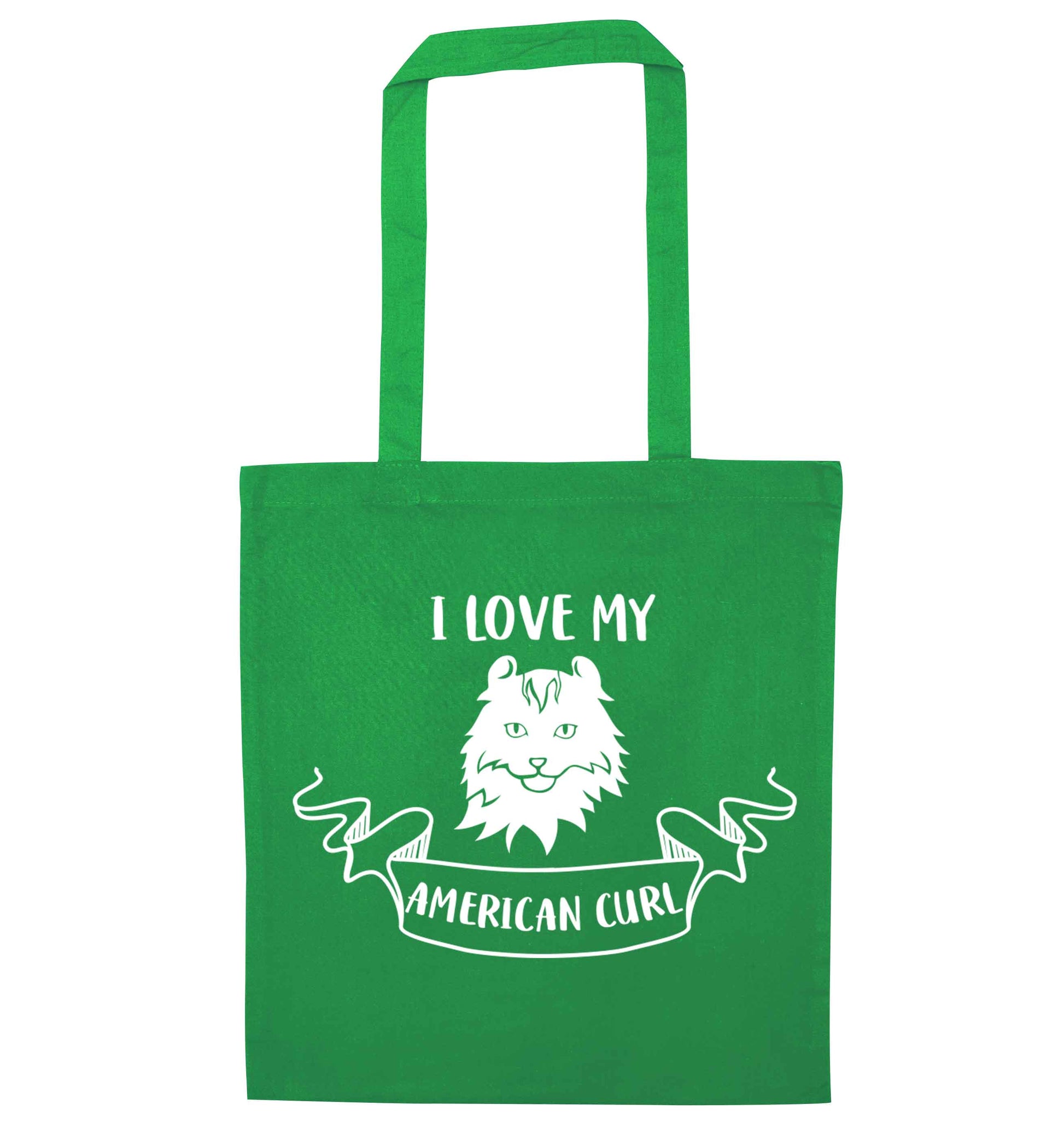I love my American curl green tote bag