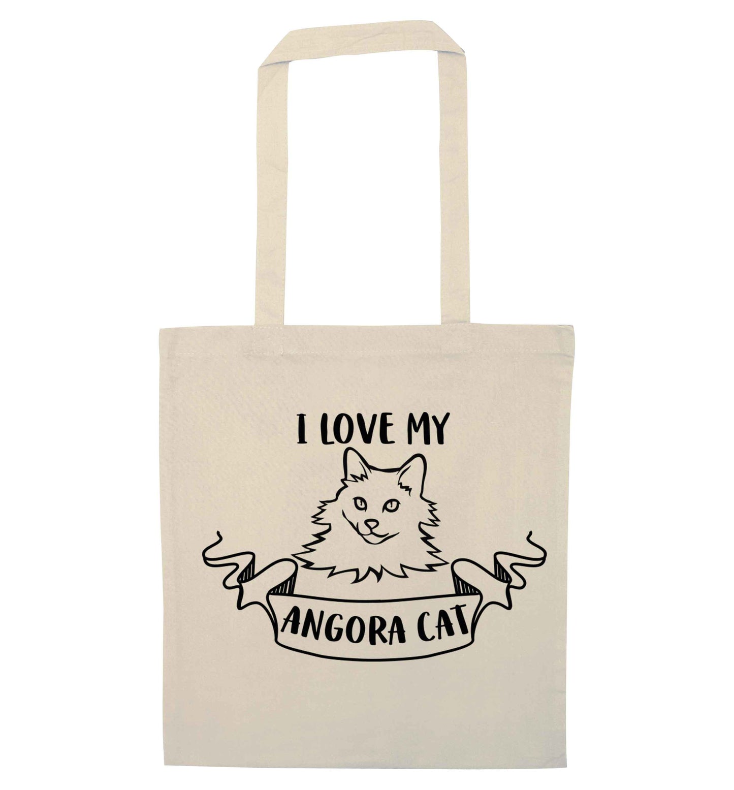 I love my angora cat natural tote bag