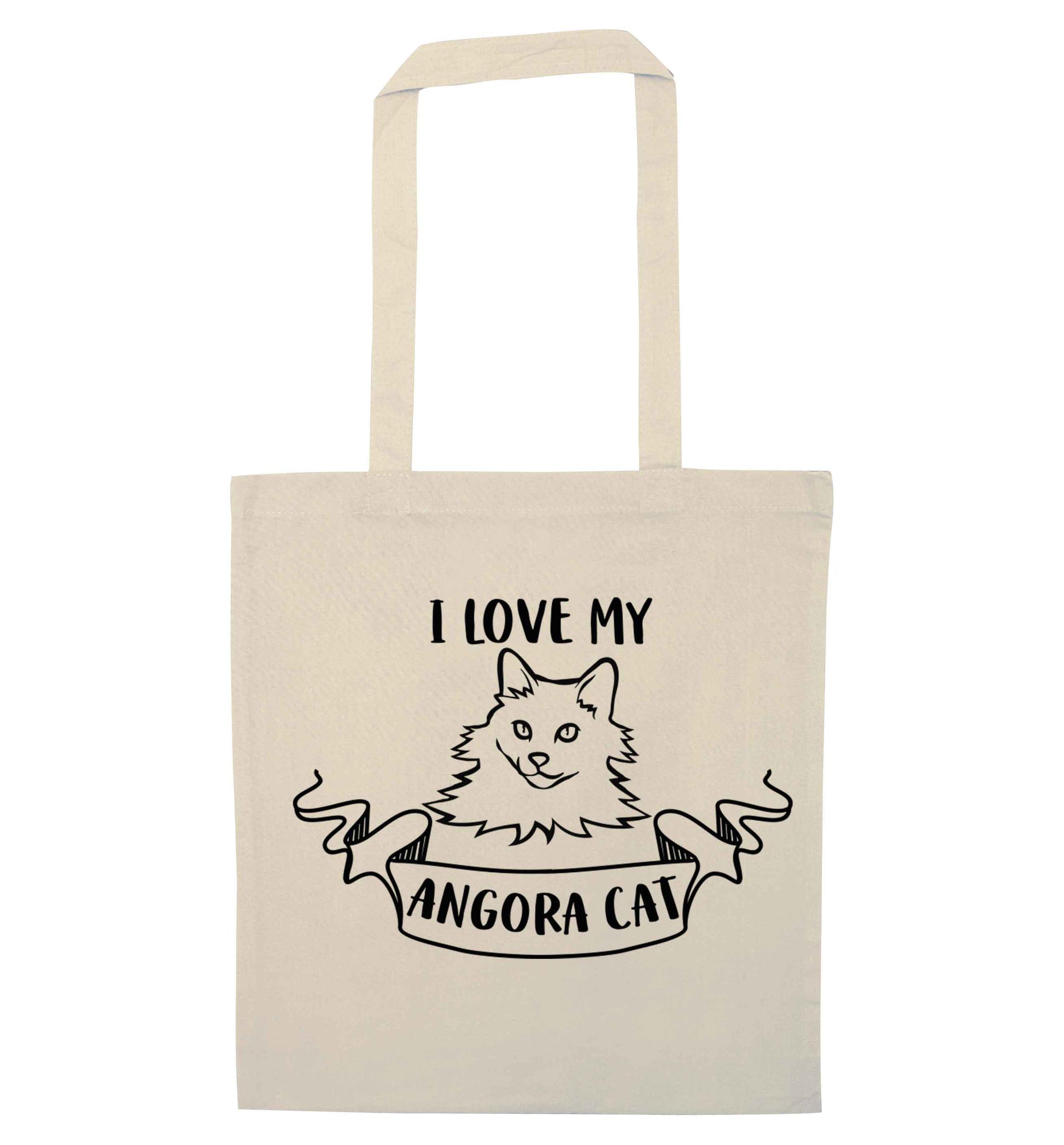 I love my angora cat natural tote bag