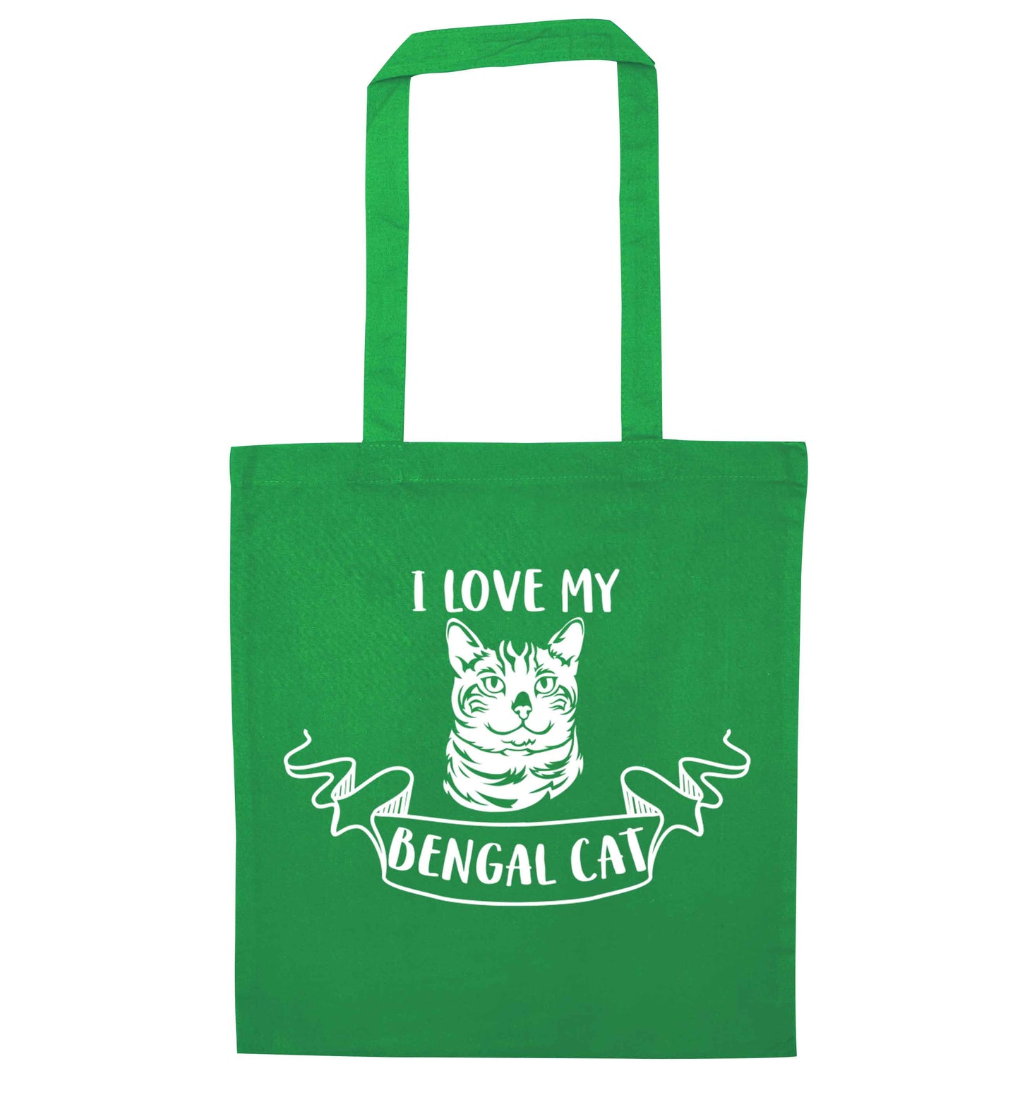 I love my begnal cat green tote bag