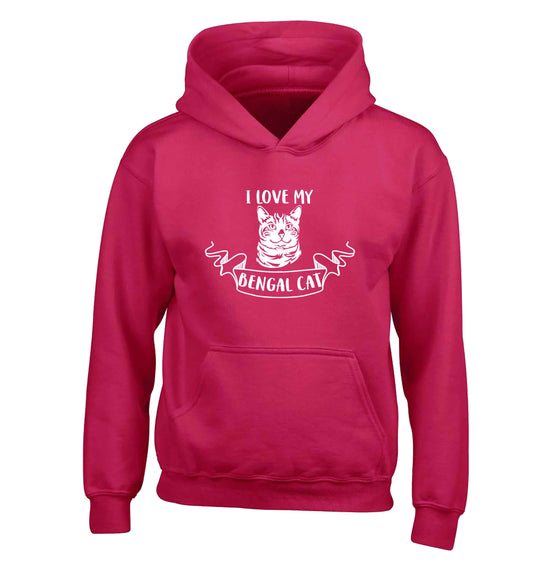 I love my begnal cat children's pink hoodie 12-13 Years