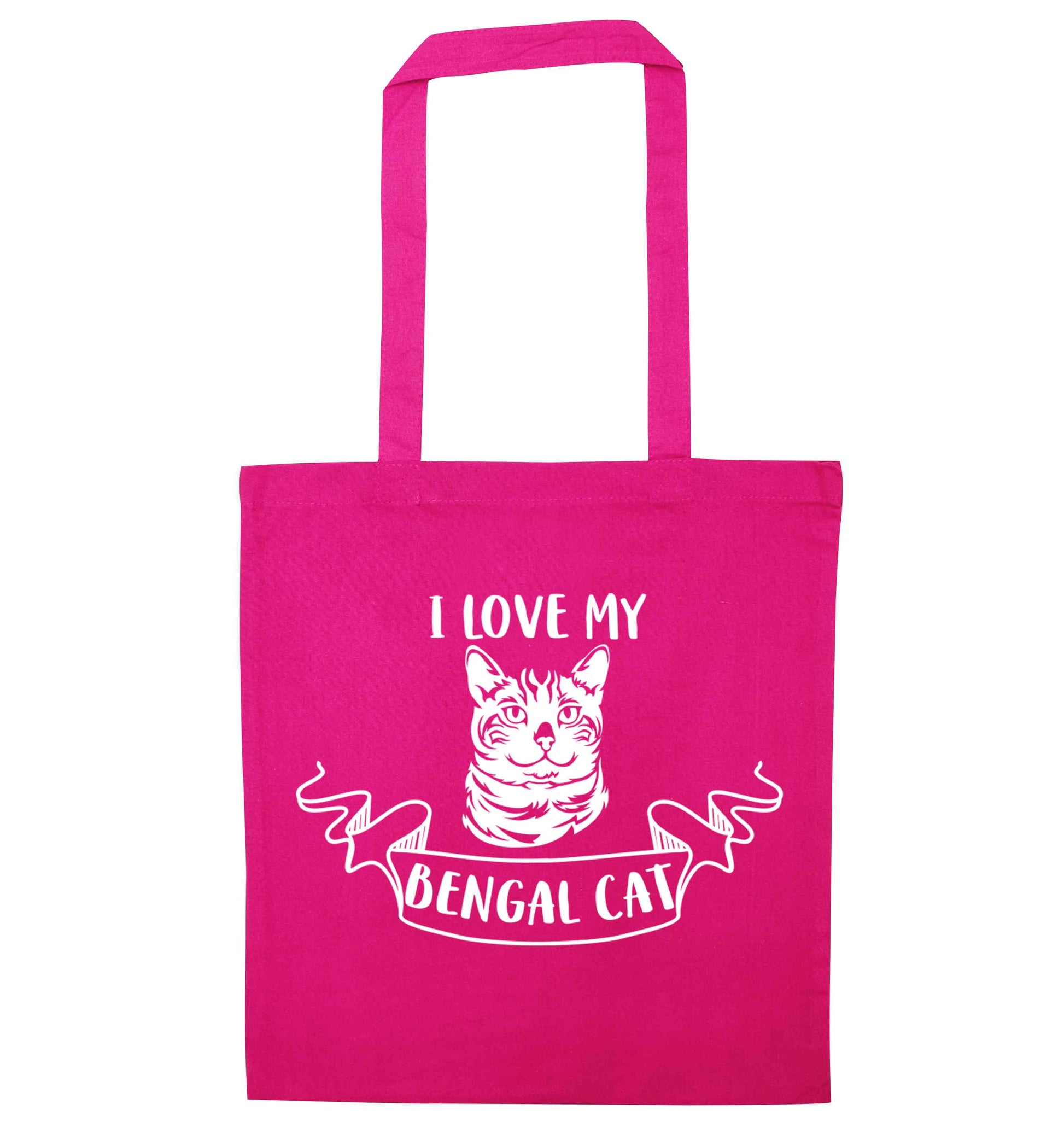 I love my begnal cat pink tote bag
