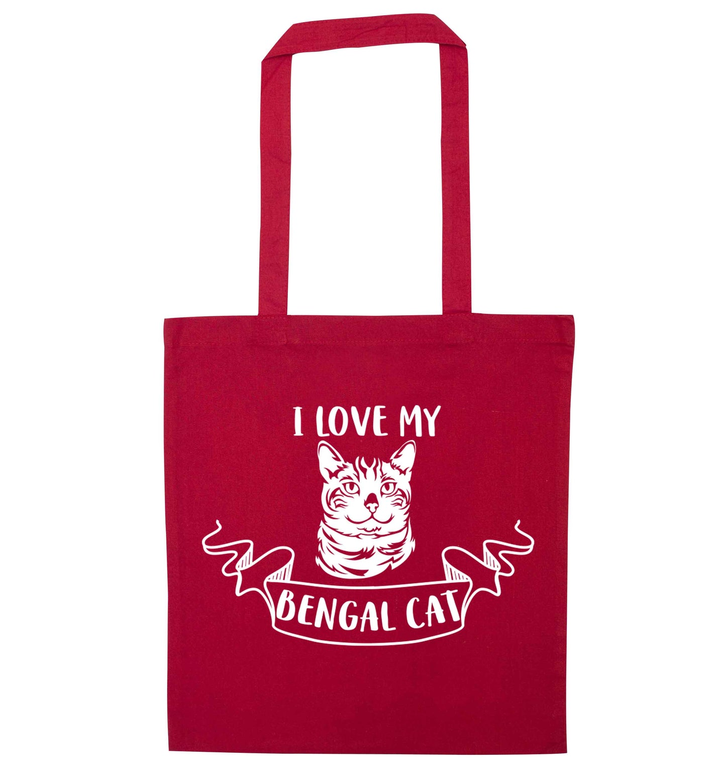 I love my begnal cat red tote bag