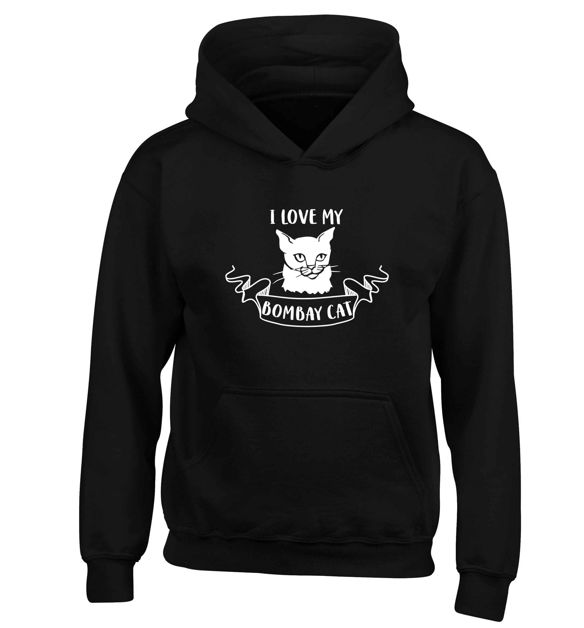 I love my bombay cat children's black hoodie 12-13 Years
