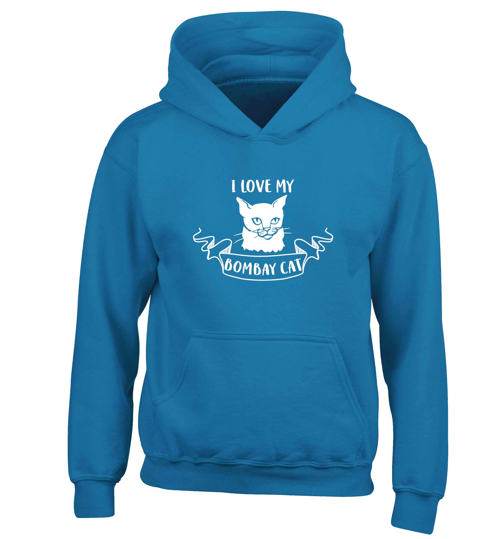 I love my bombay cat children's blue hoodie 12-13 Years