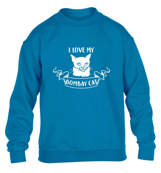 I love my bombay cat children's blue sweater 12-13 Years