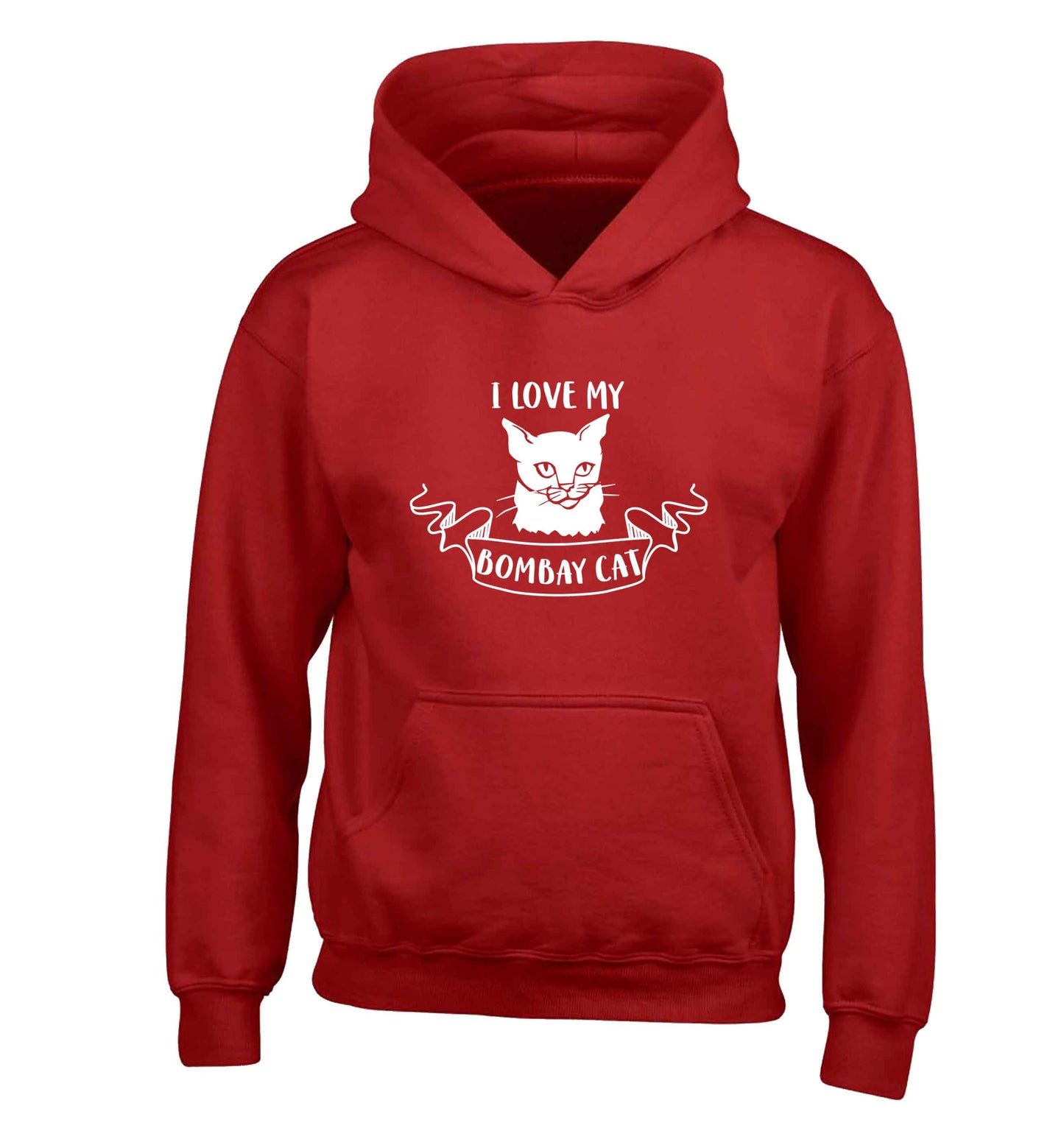I love my bombay cat children's red hoodie 12-13 Years