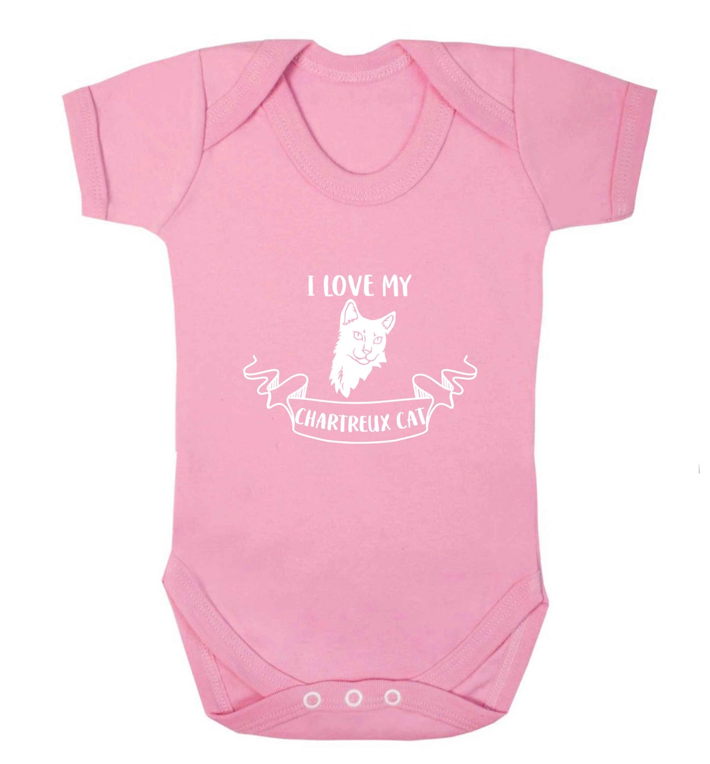 I love my chartreux cat baby vest pale pink 18-24 months