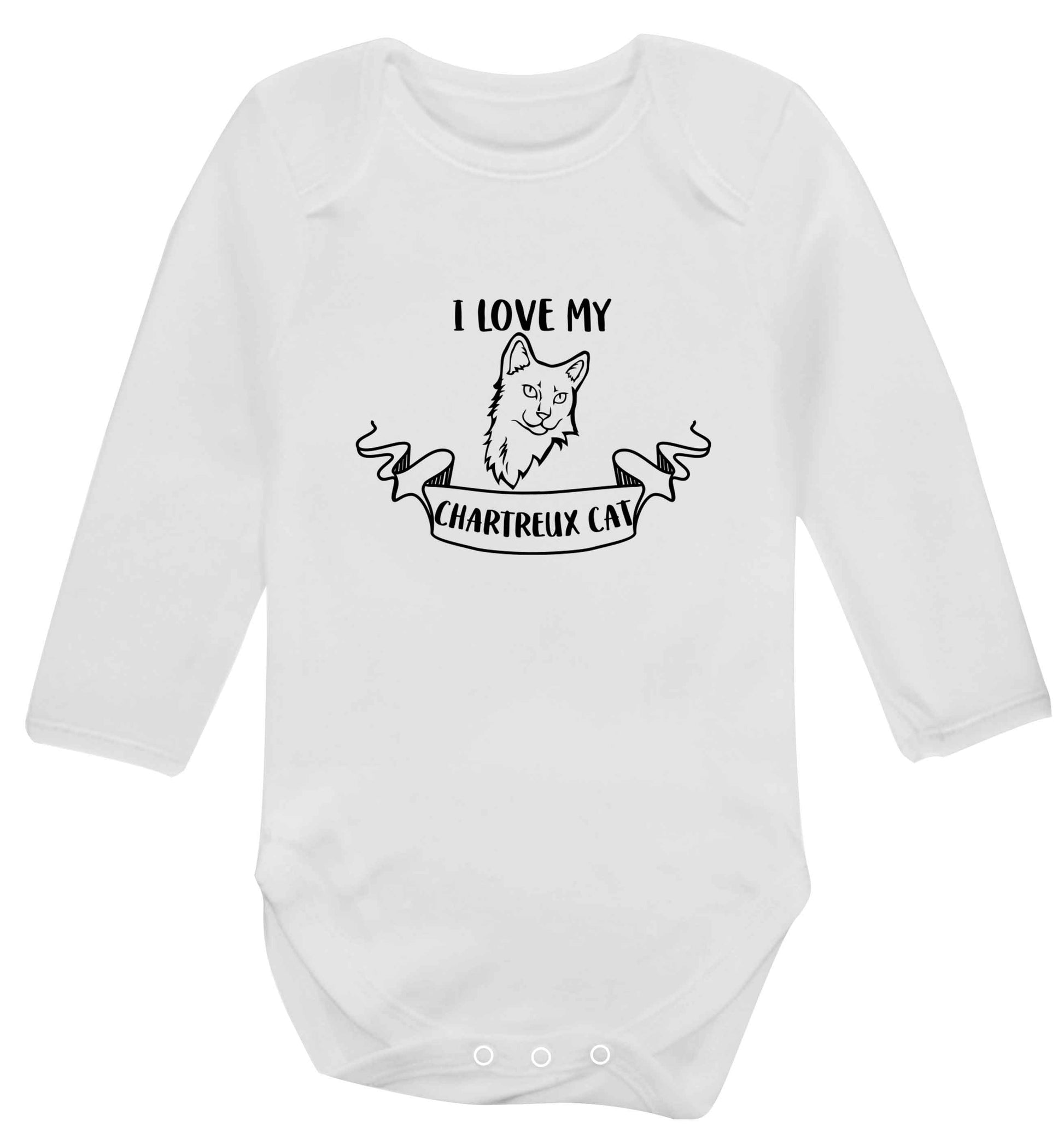 I love my chartreux cat baby vest long sleeved white 6-12 months