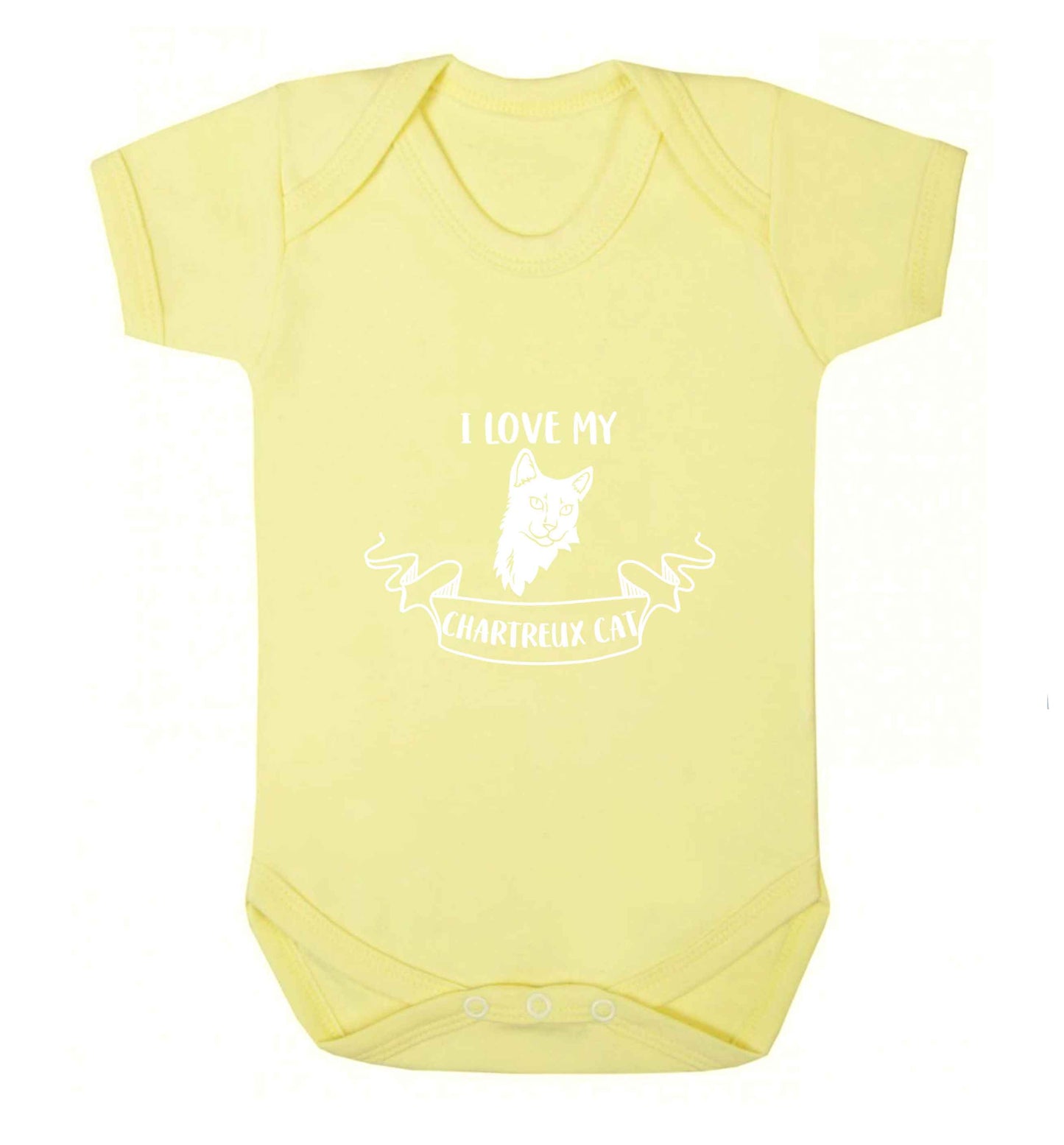 I love my chartreux cat baby vest pale yellow 18-24 months