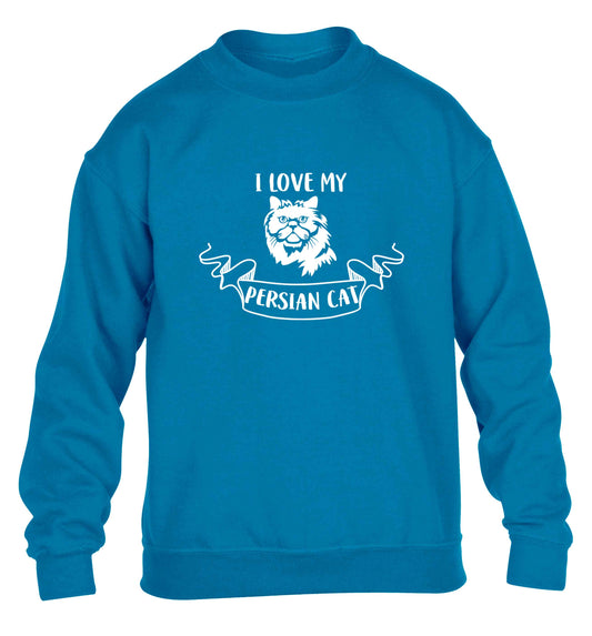 I love my persian cat children's blue sweater 12-13 Years